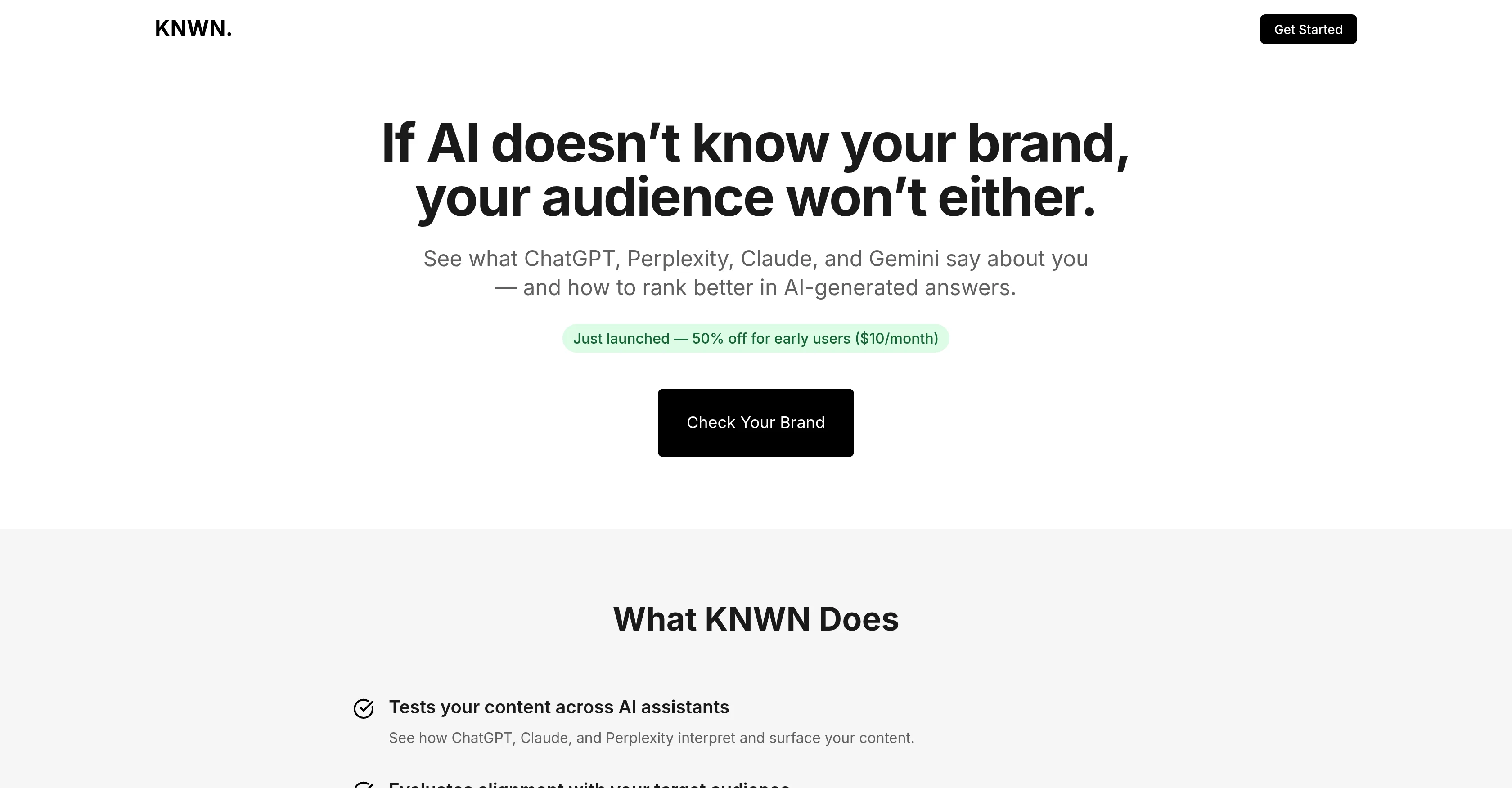 KNWN – AI Visibility & Traffic Analytics screenshot