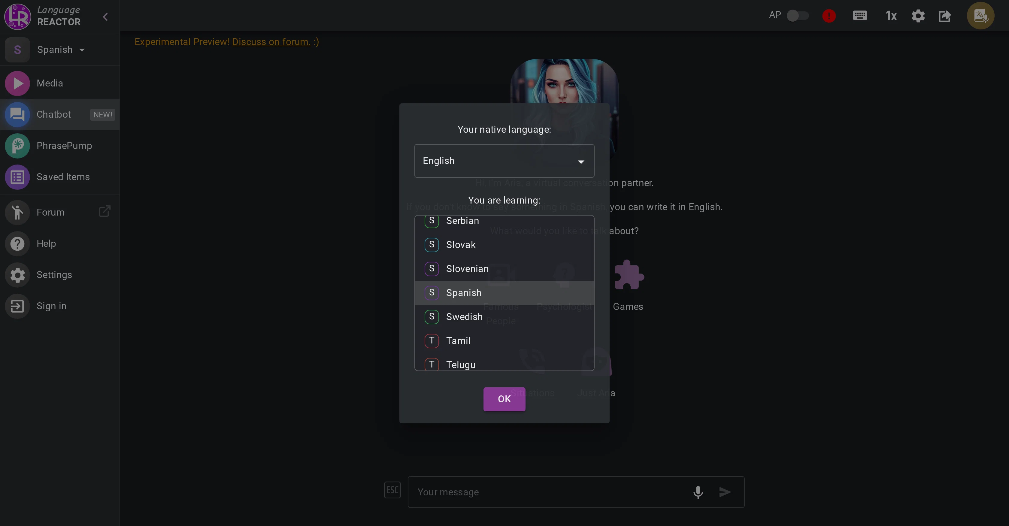 Language Reactor screenshot