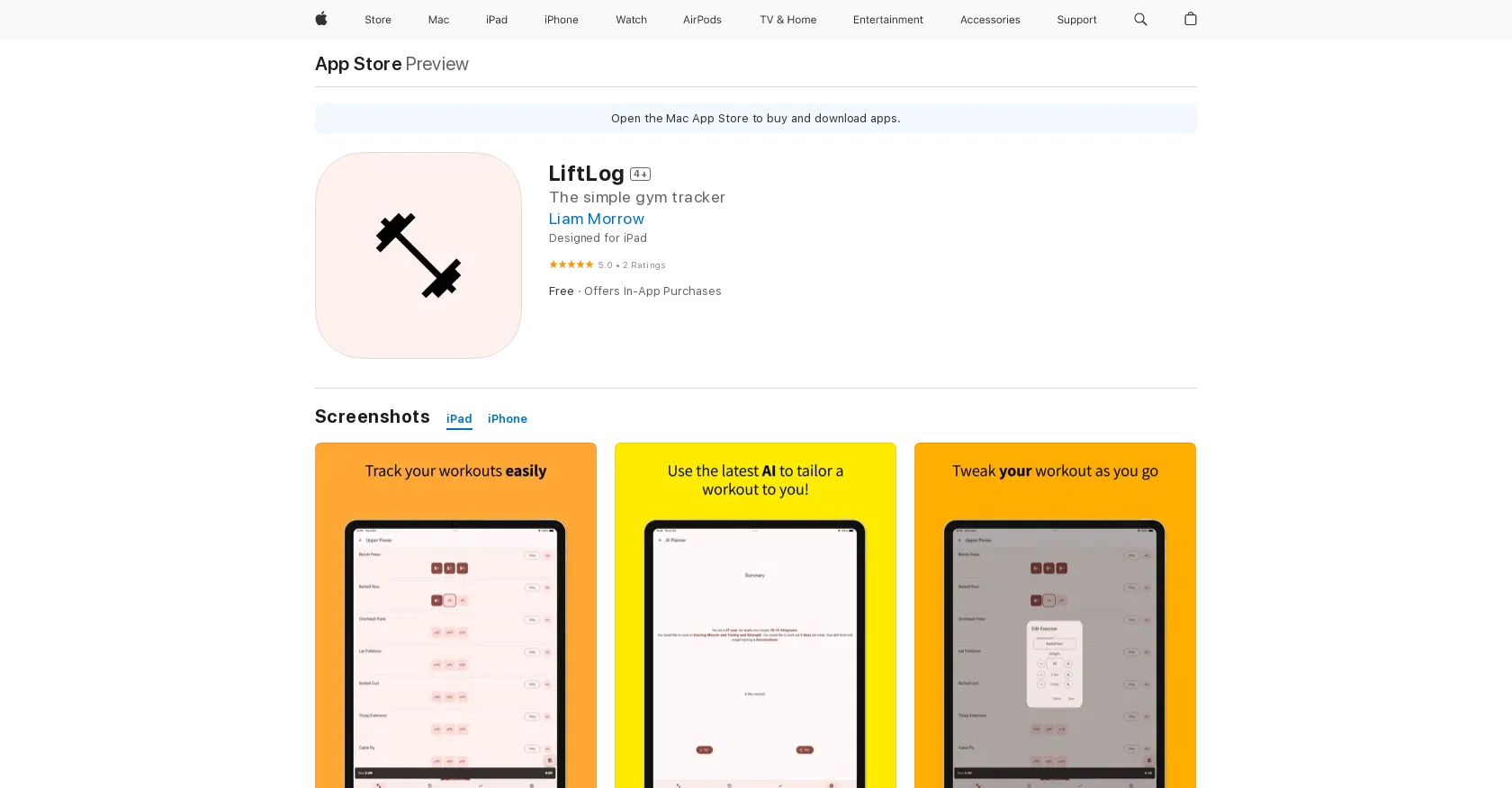 LiftLog screenshot