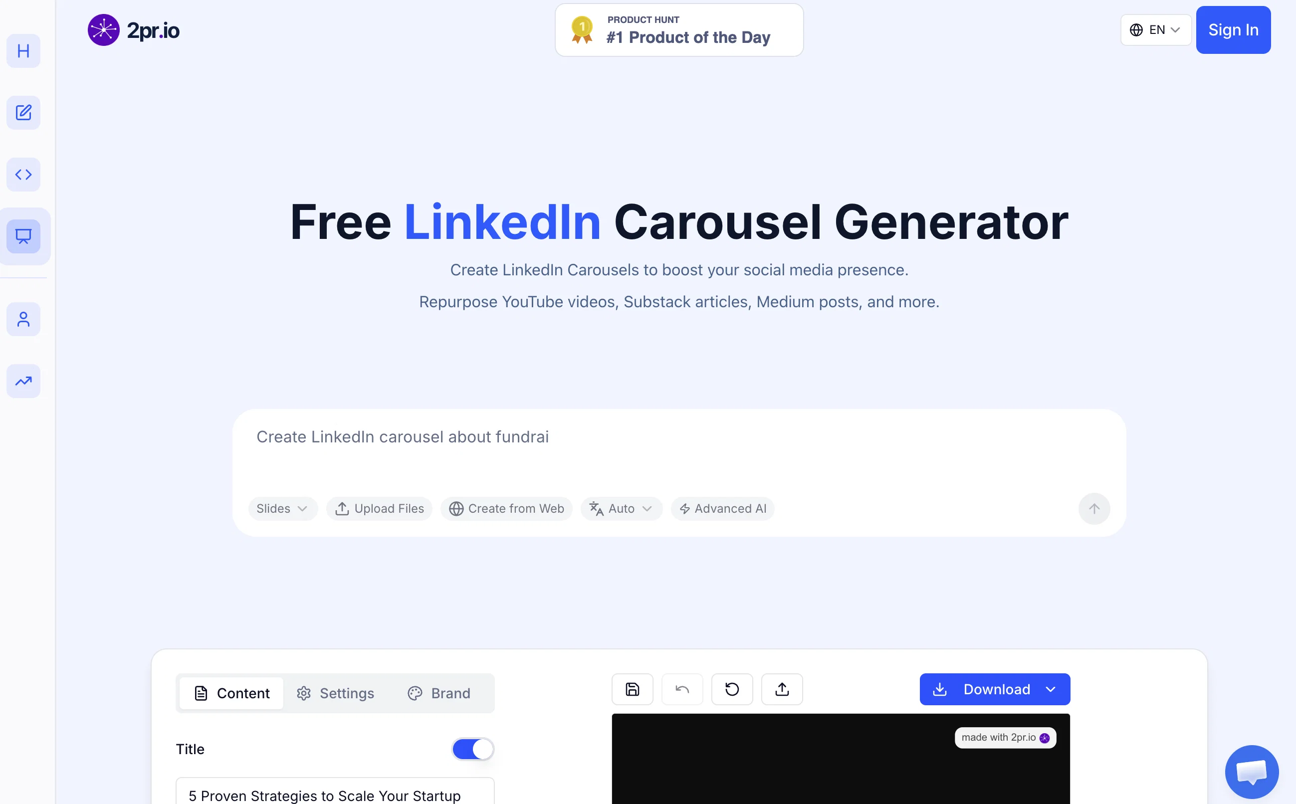 LinkedIn Carousel Generator by 2PRv2 screenshot