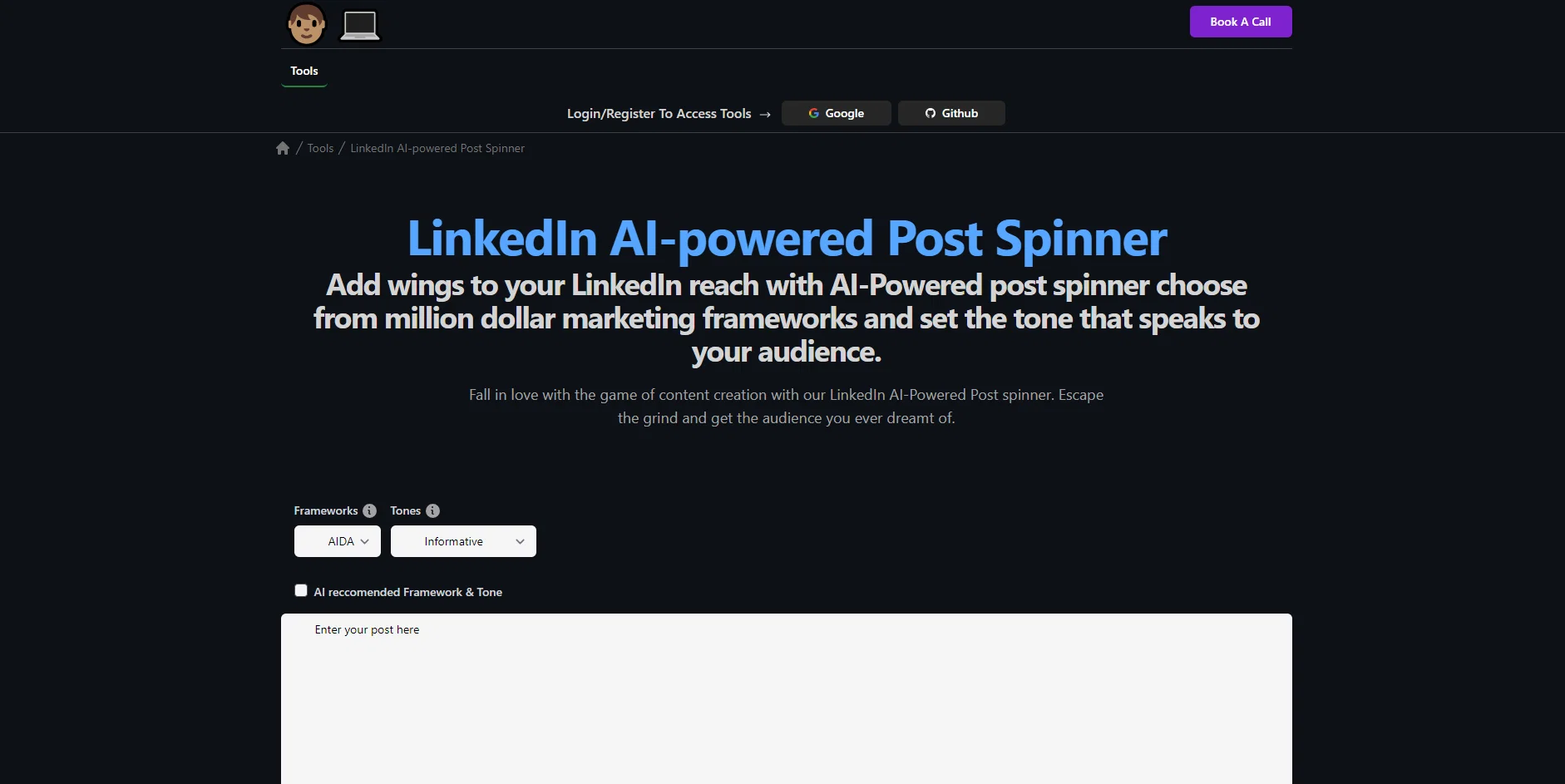 Linkedin Post Spinner screenshot