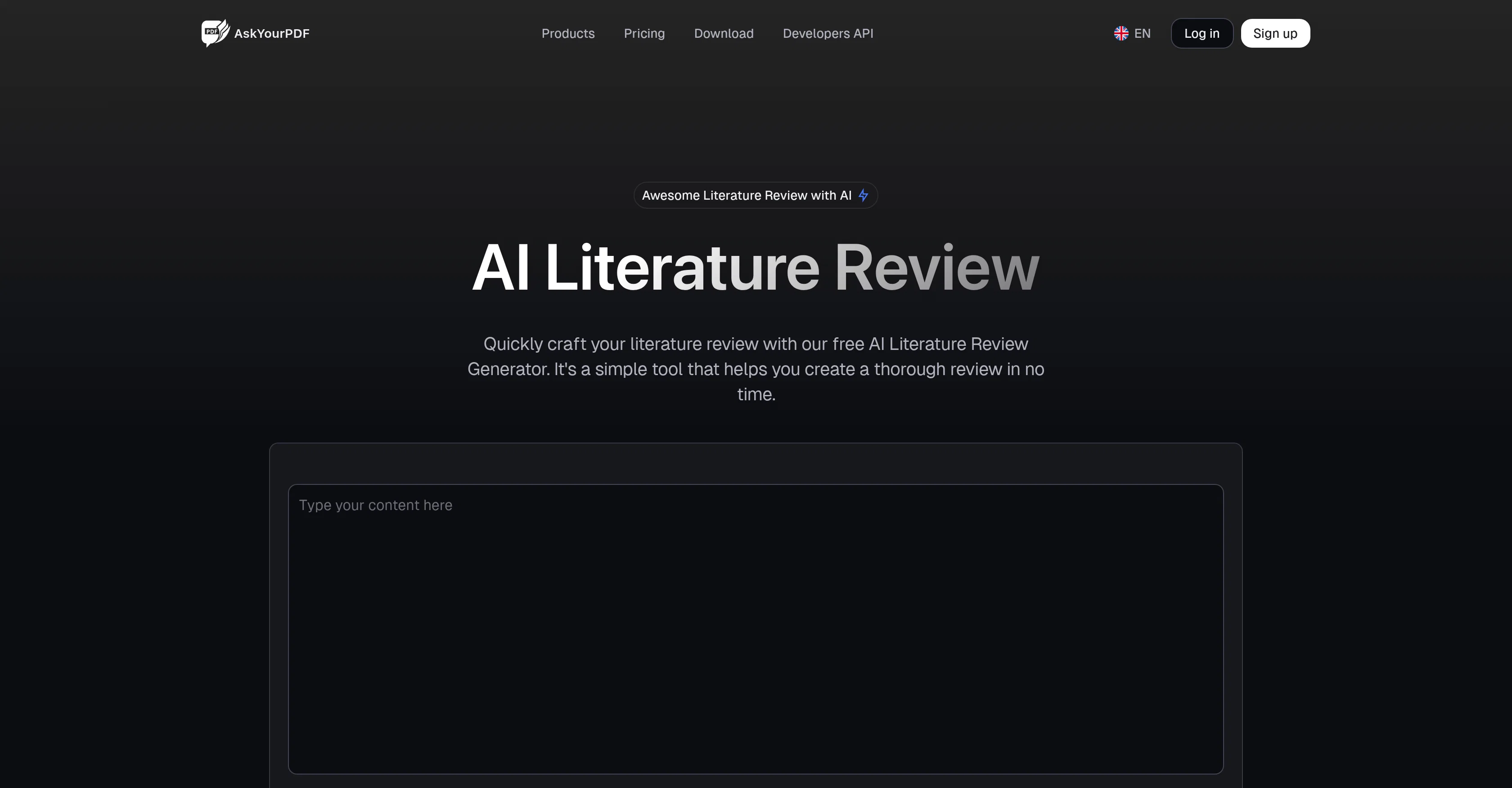 Literature Review by Ask Your PDF screenshot
