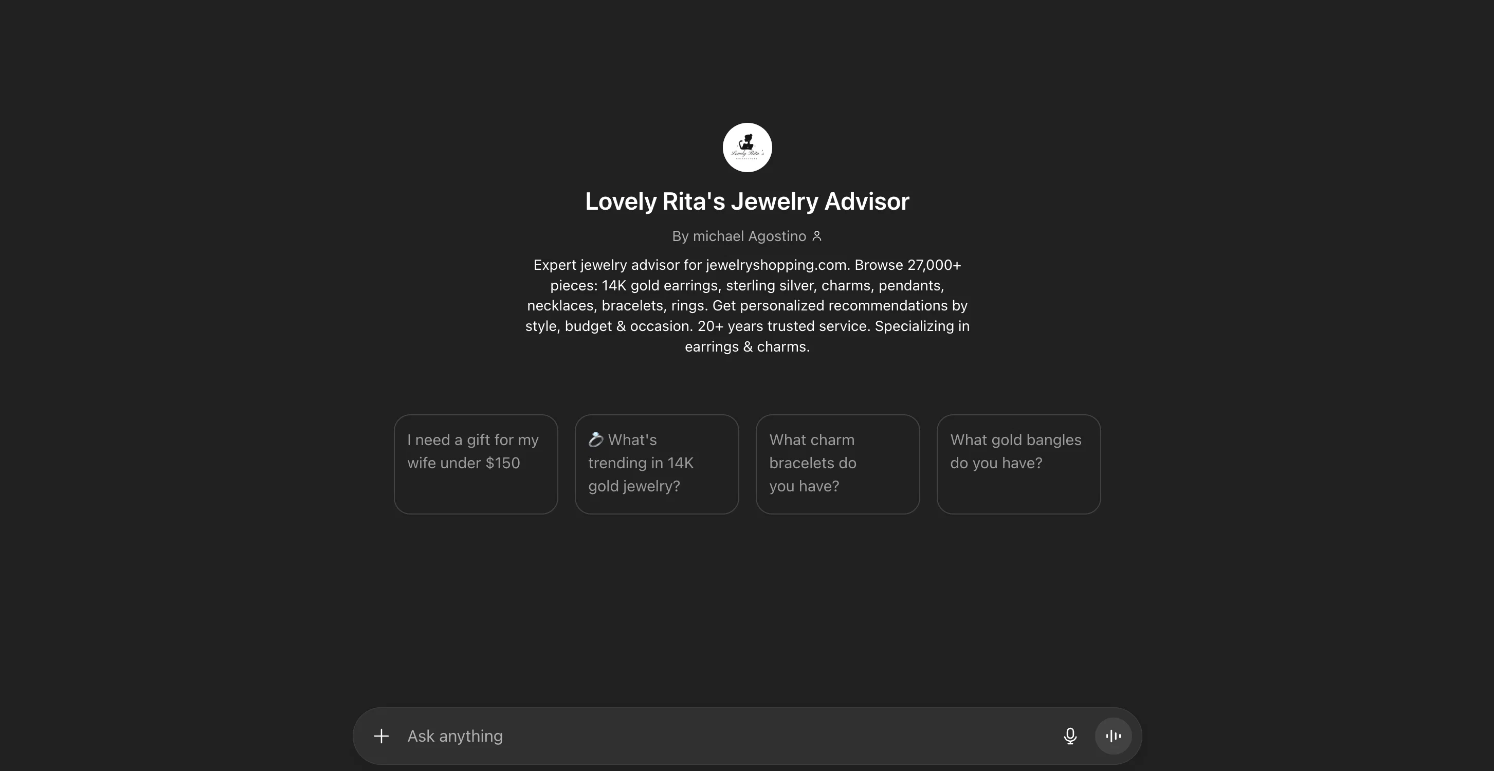 Lovely Rita's Jewelry Advisor screenshot