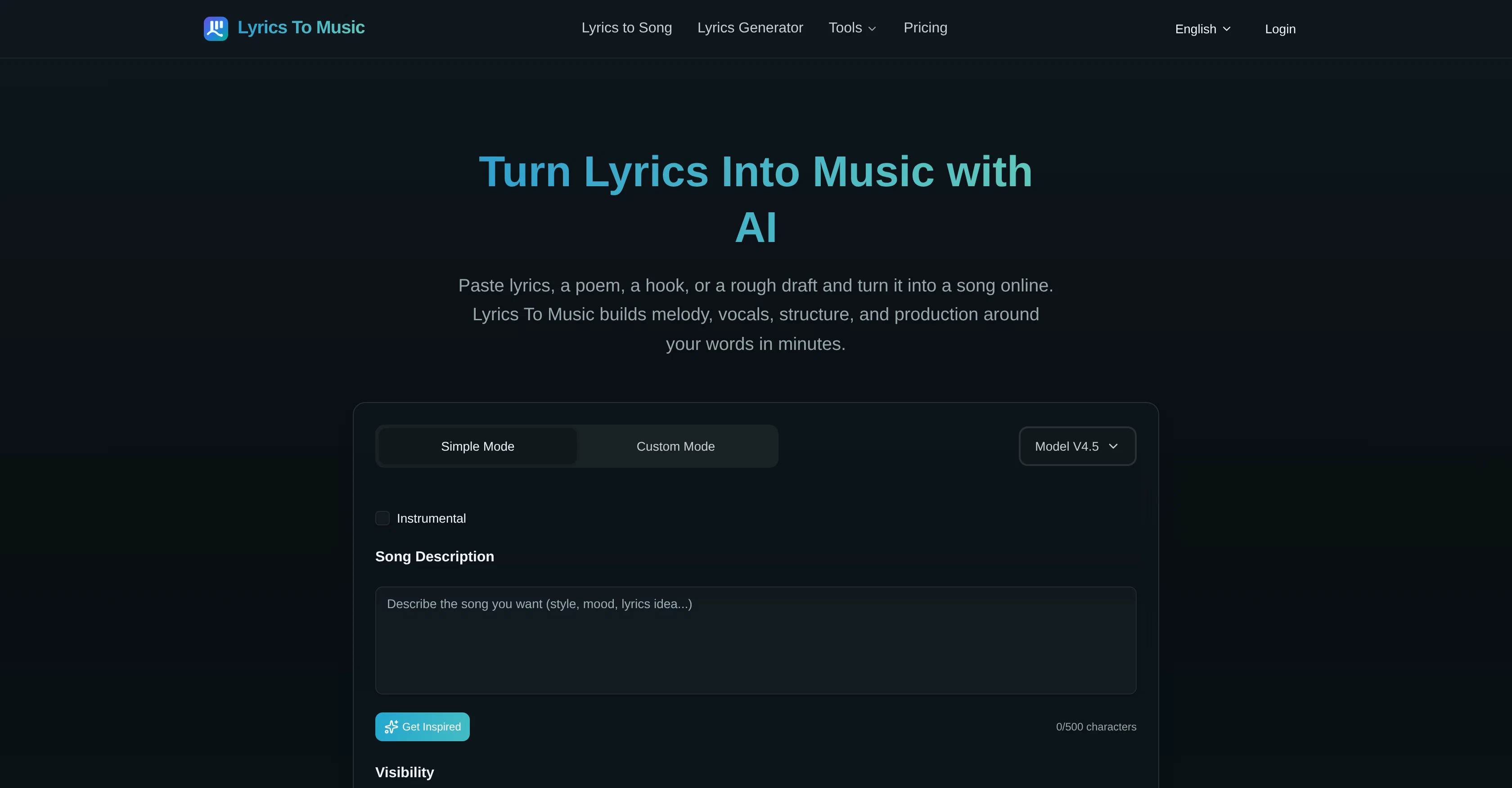 Lyrics To Music.ai screenshot