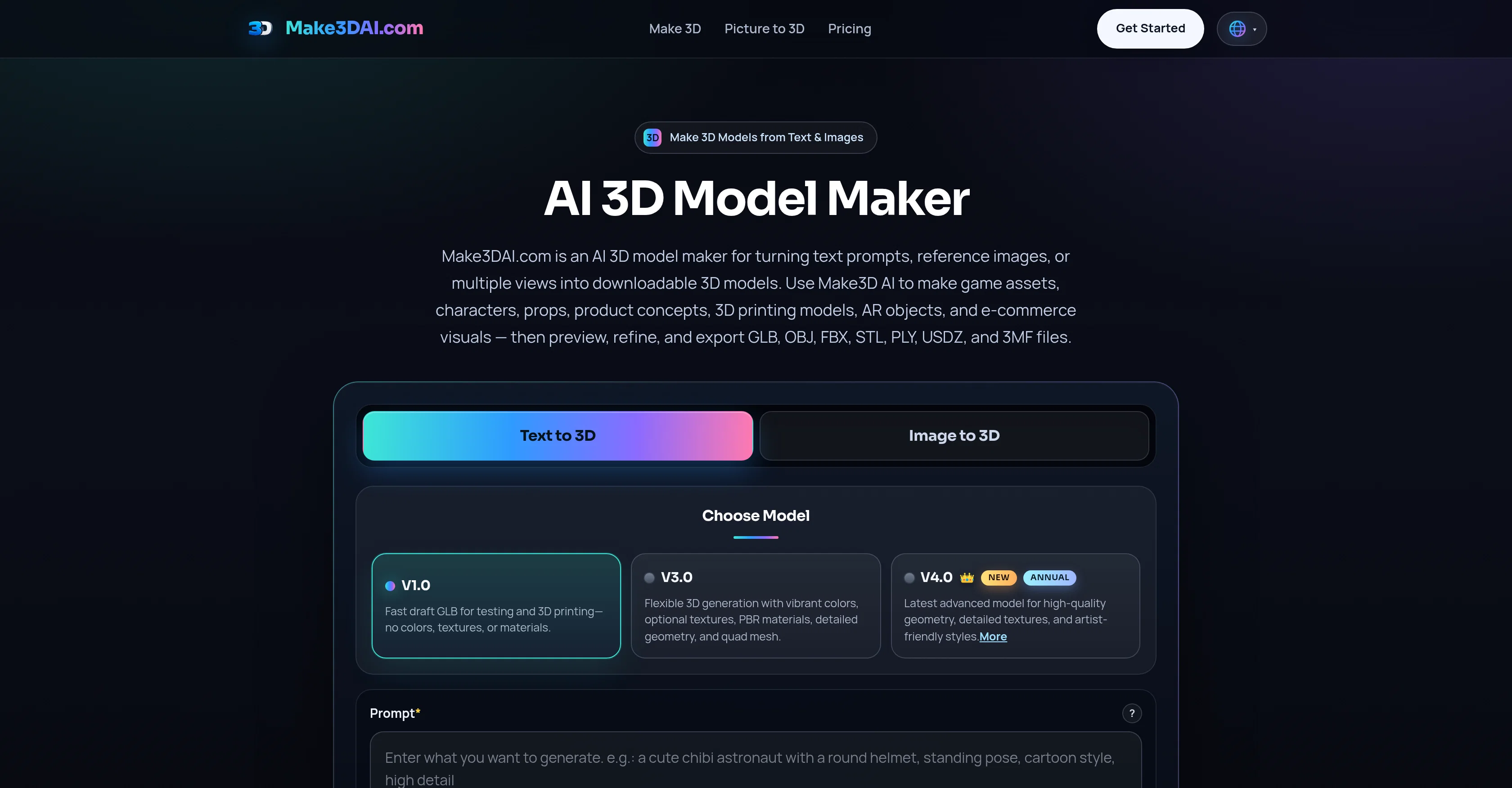 Make3DAI.com screenshot