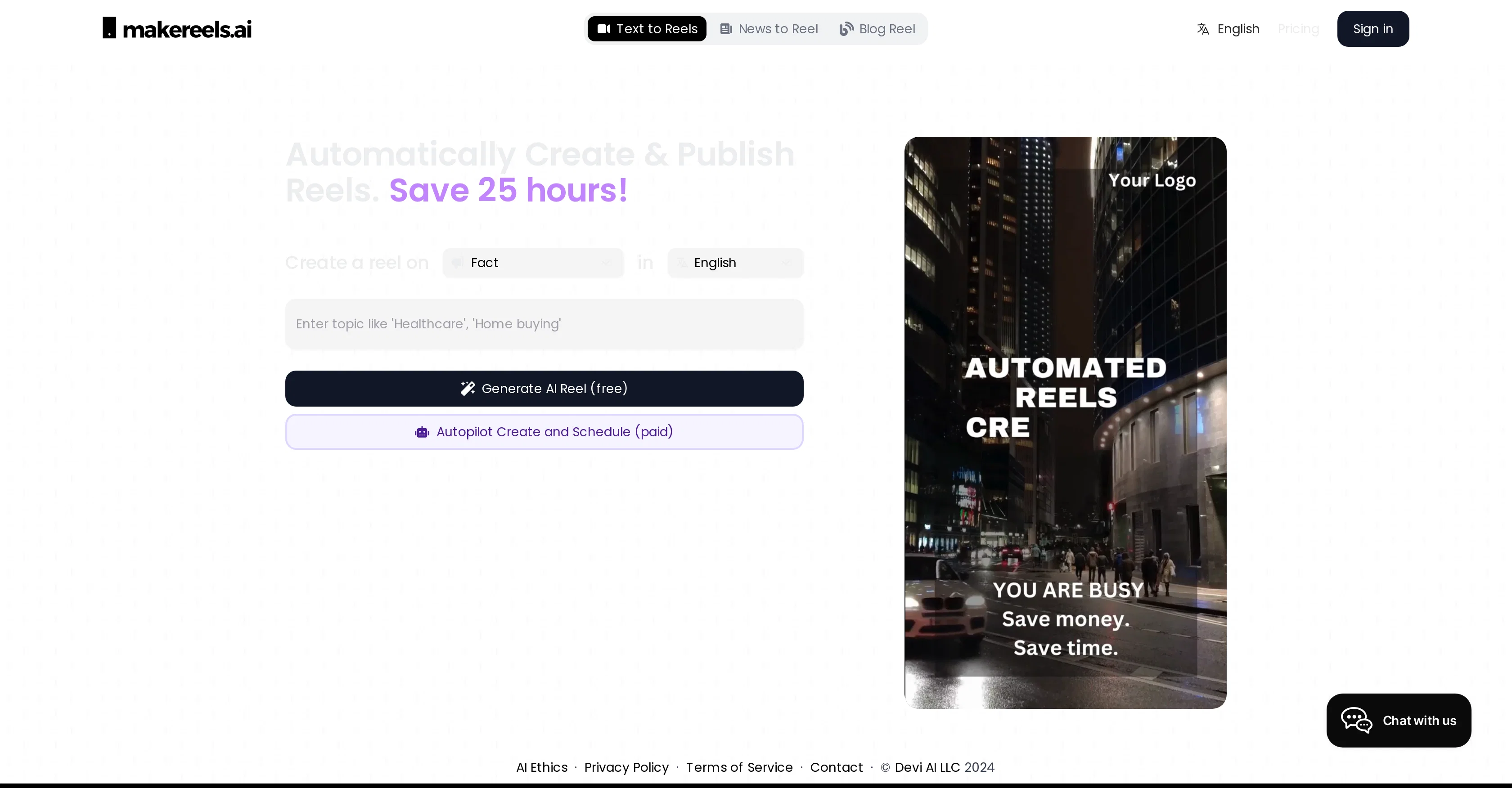 Makereels.ai screenshot
