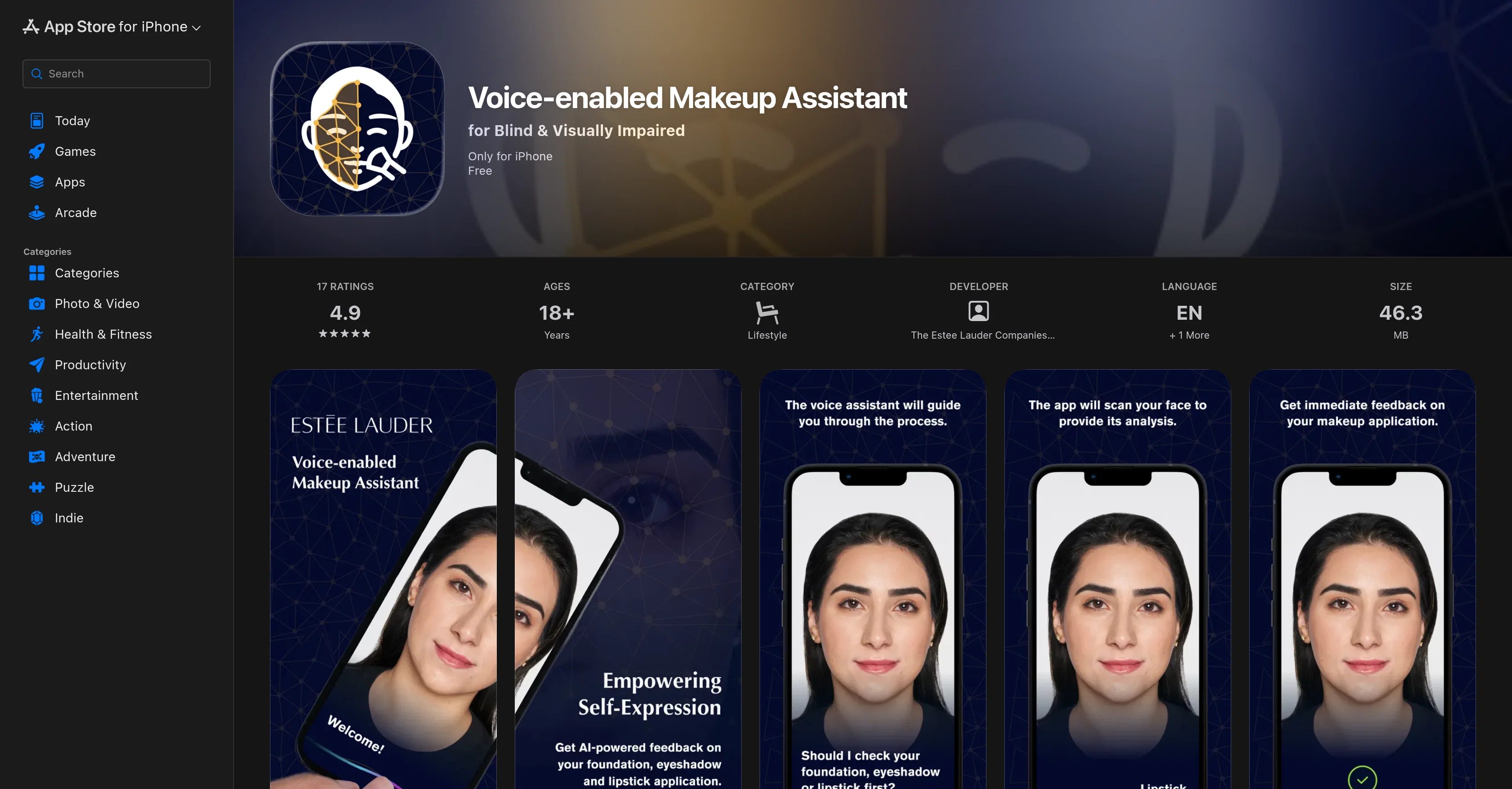 Makeup Assistant by Estee Lauder screenshot