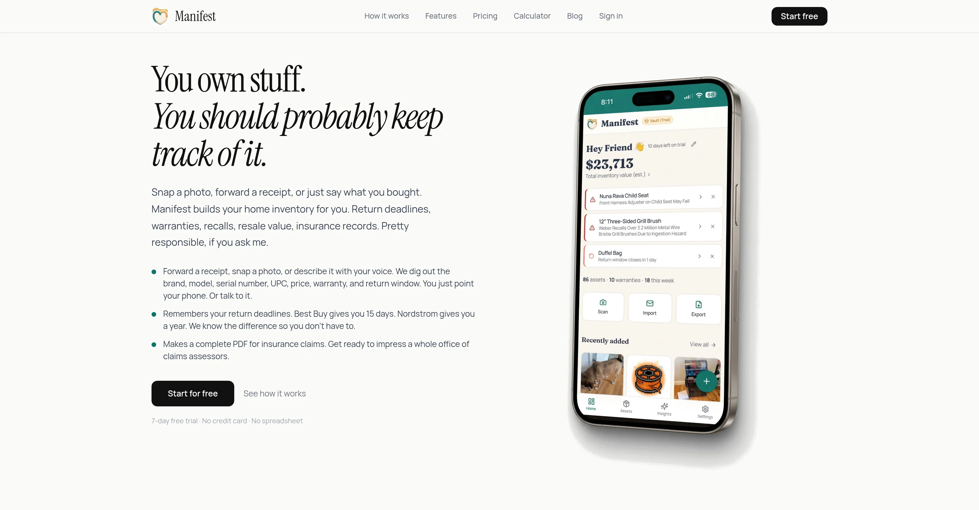 Manifest screenshot