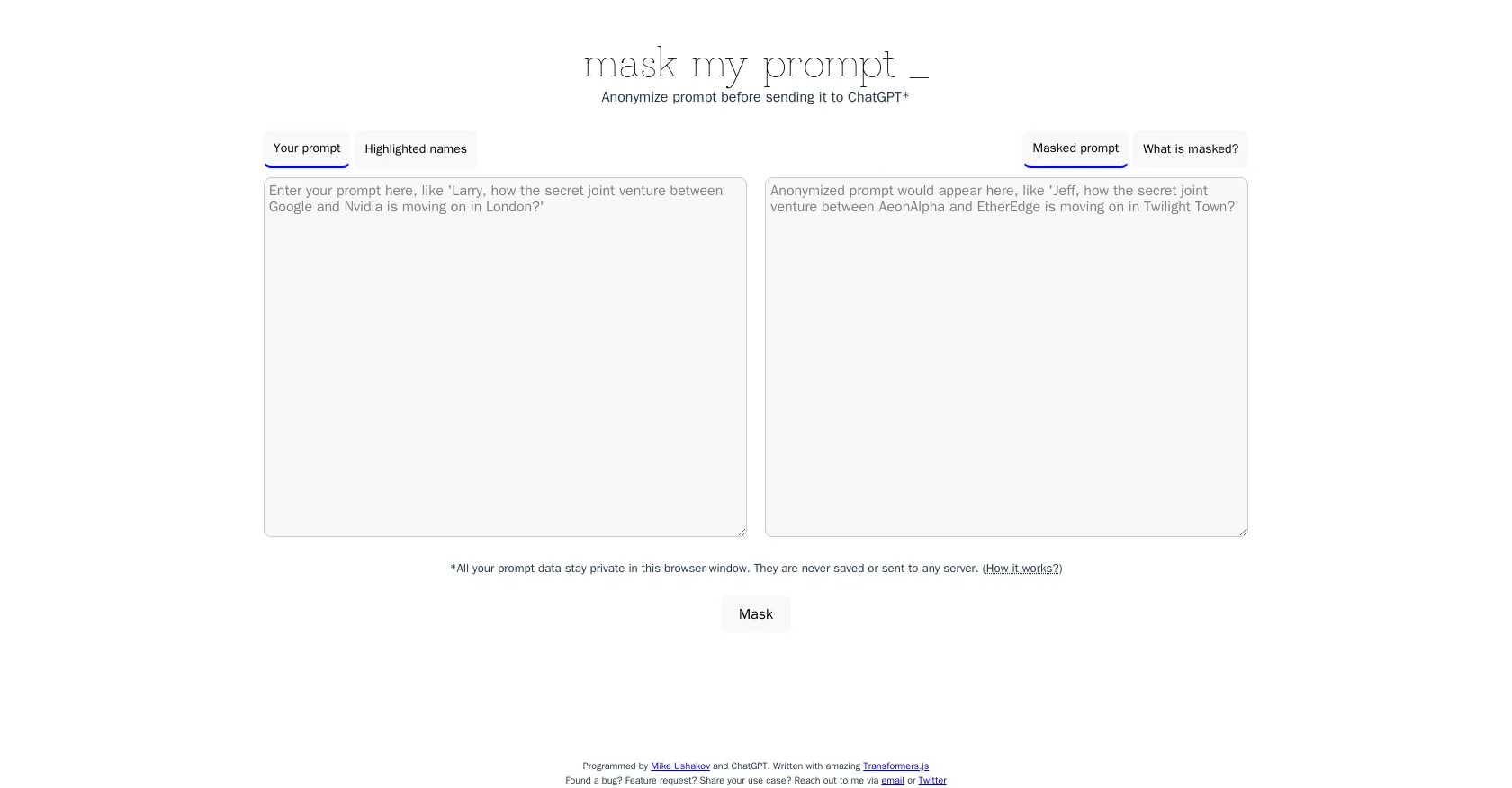 Maskmyprompt screenshot