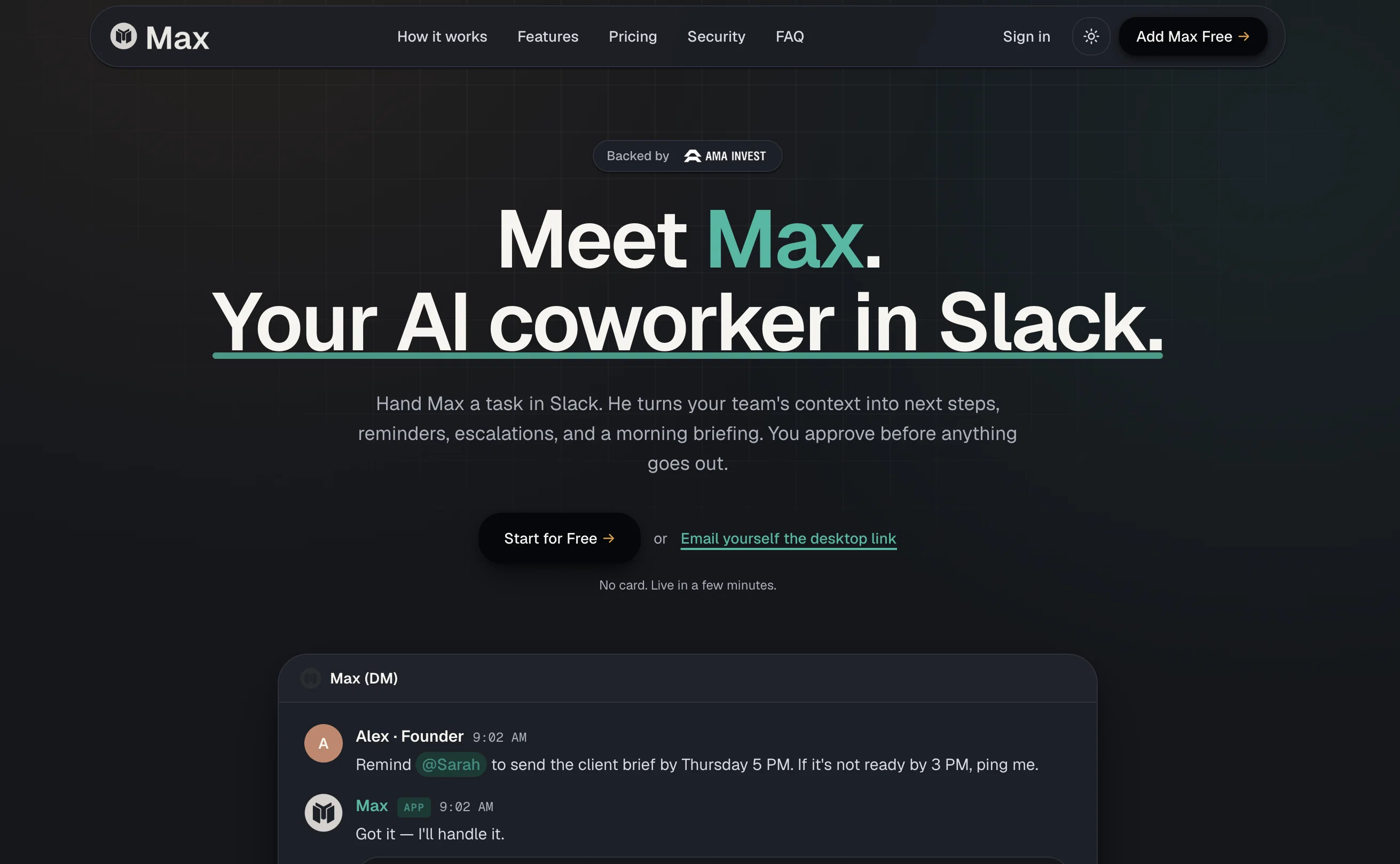Max: AI Coworker in Slack screenshot