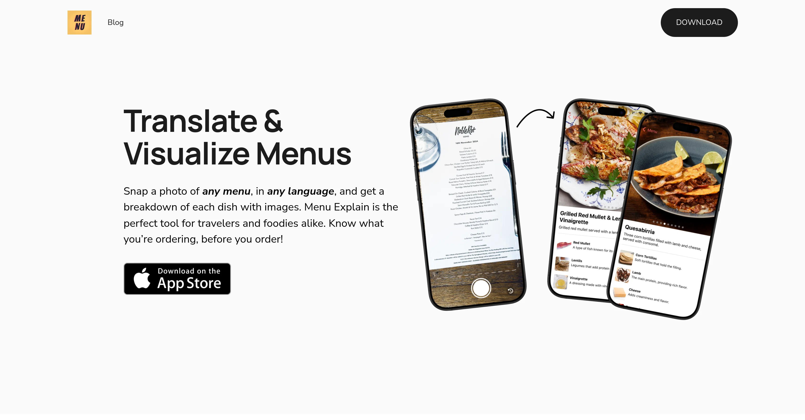 Menu Explain screenshot
