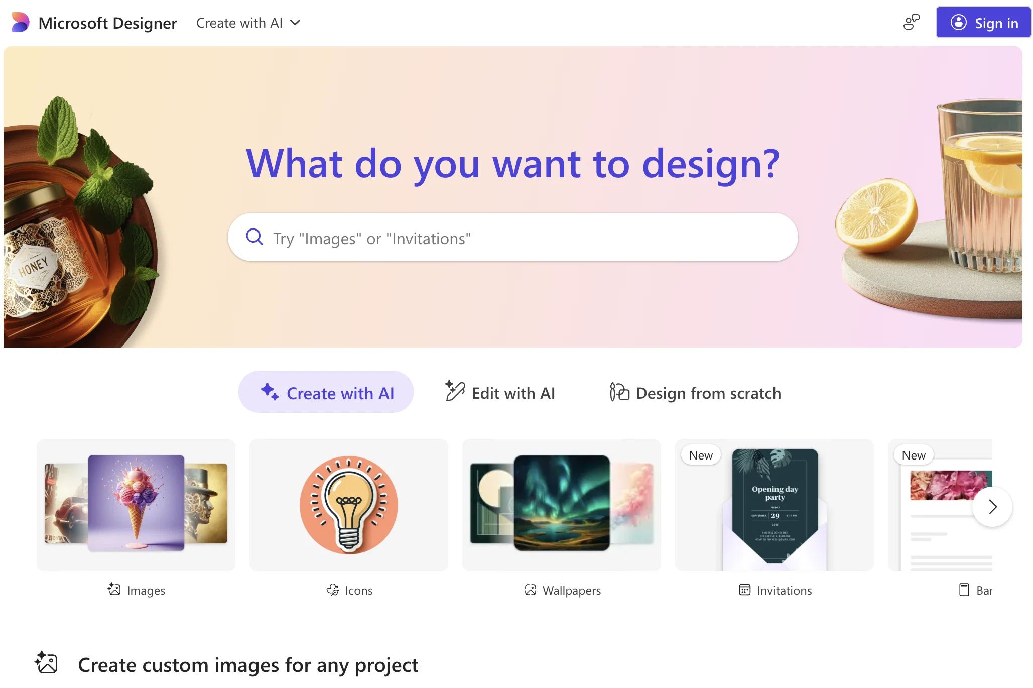 Microsoft Designer screenshot