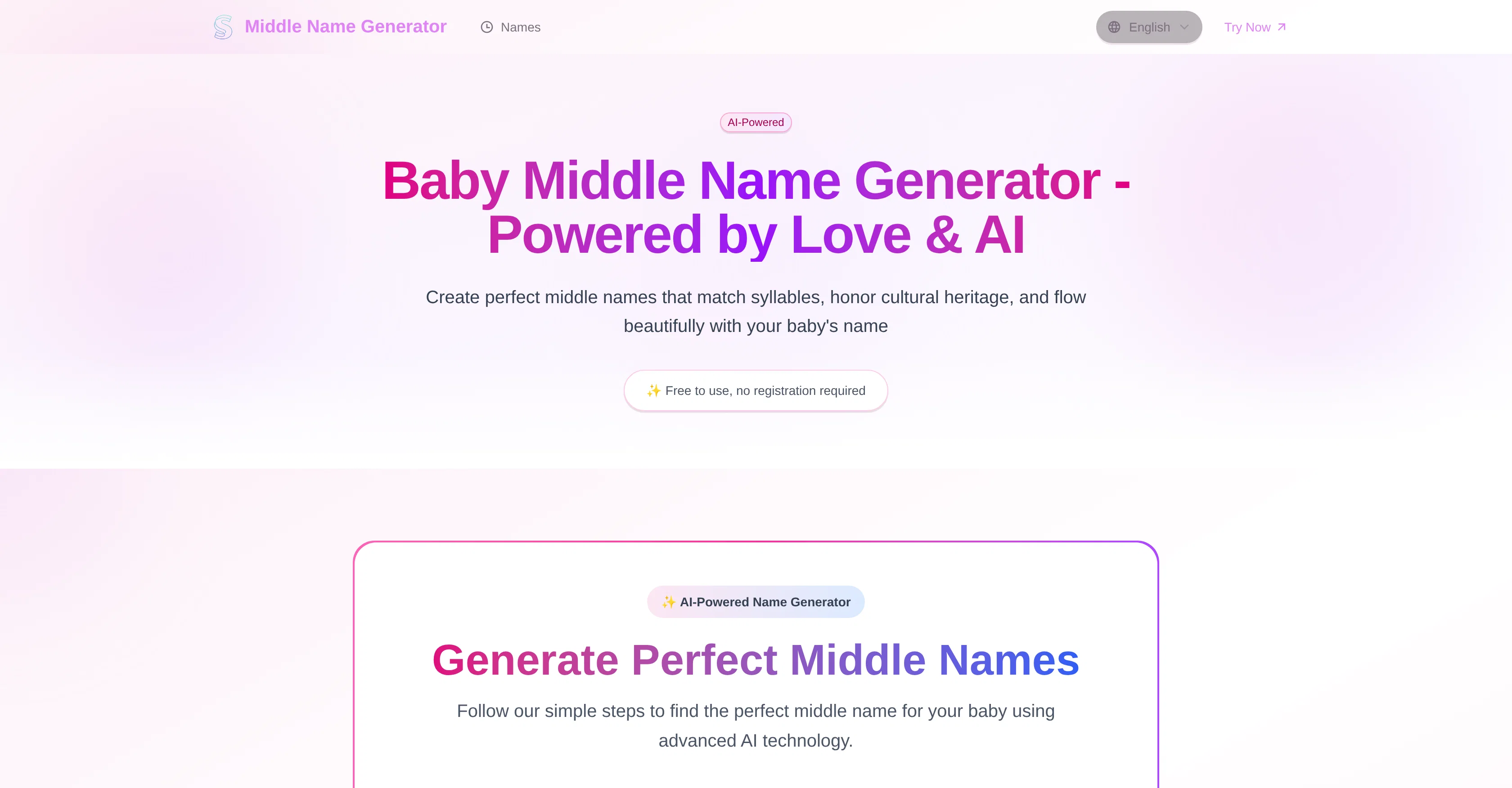Middle Name Generator.net screenshot