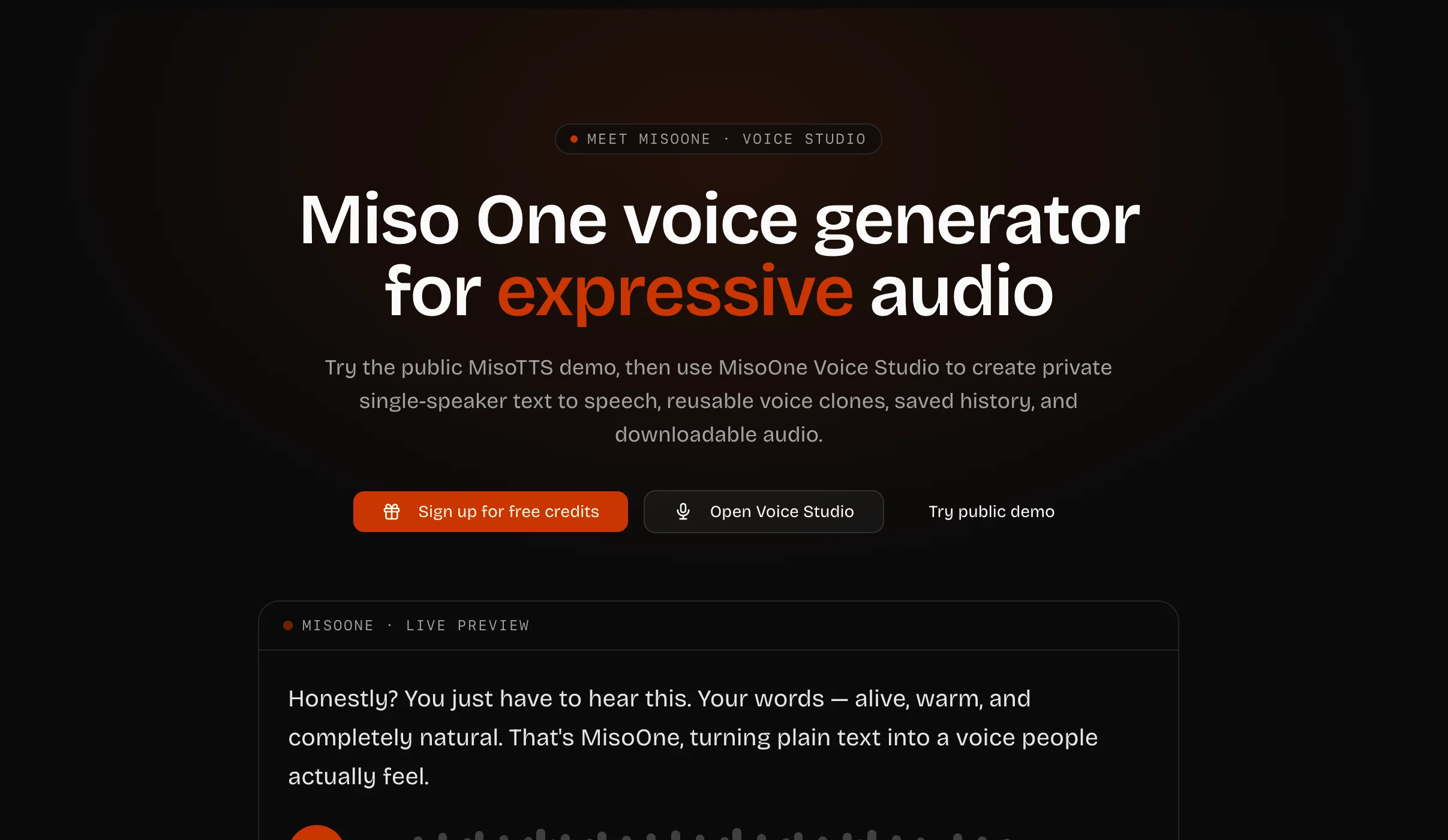 Miso One Voice Generator screenshot