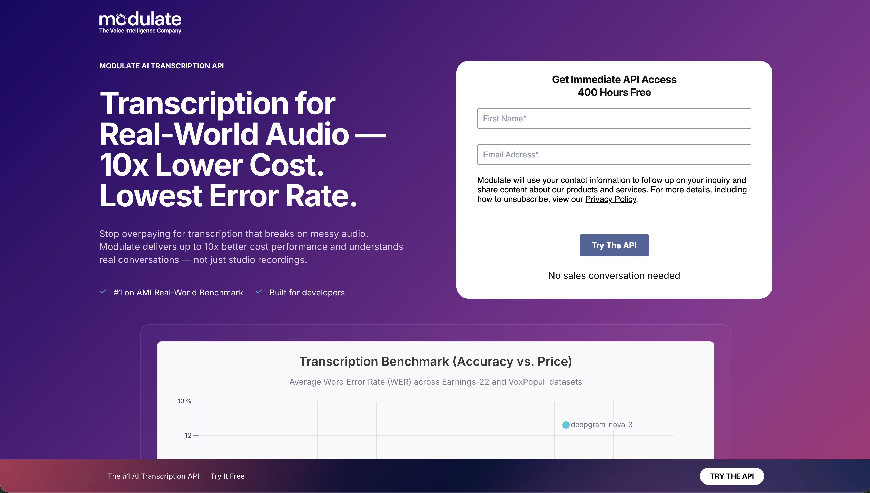Transcribe by Modulate screenshot
