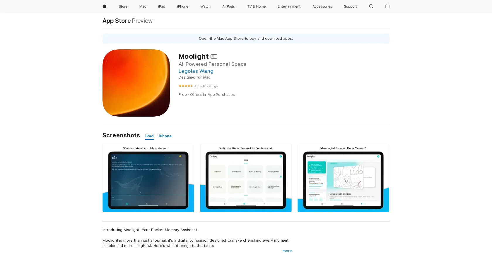 Moolight screenshot