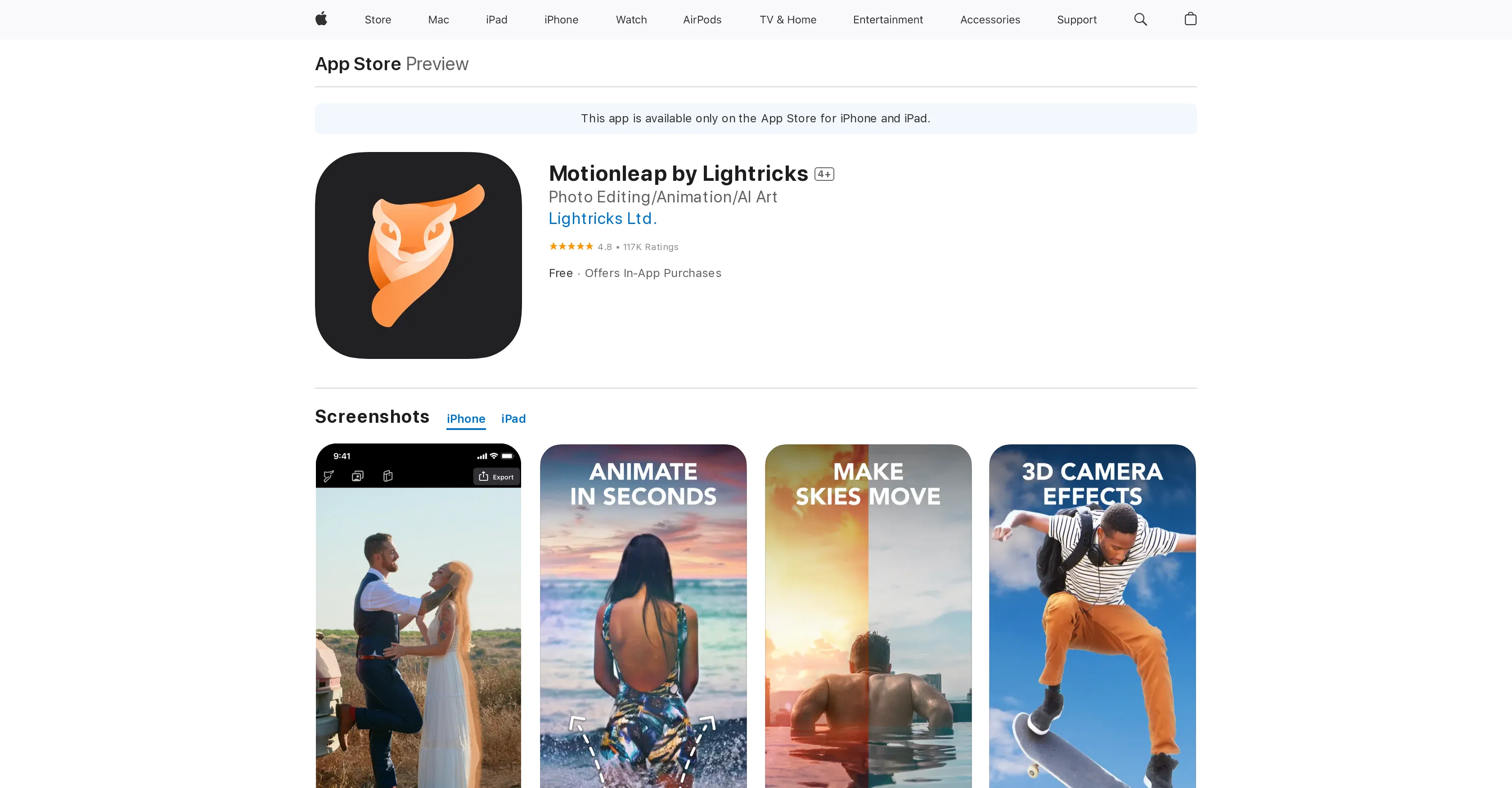 Motionleap screenshot