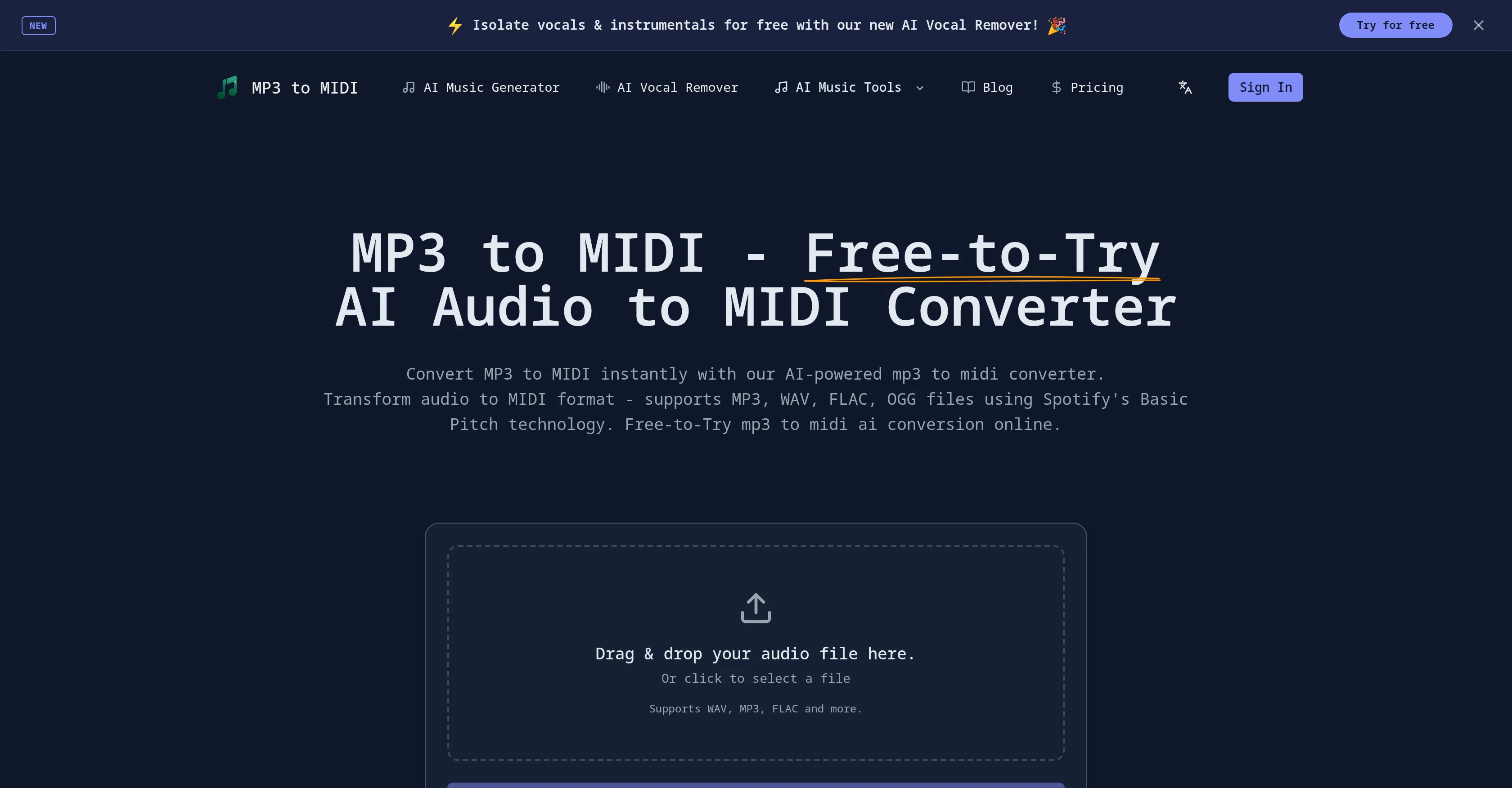 MP3 to MIDI screenshot