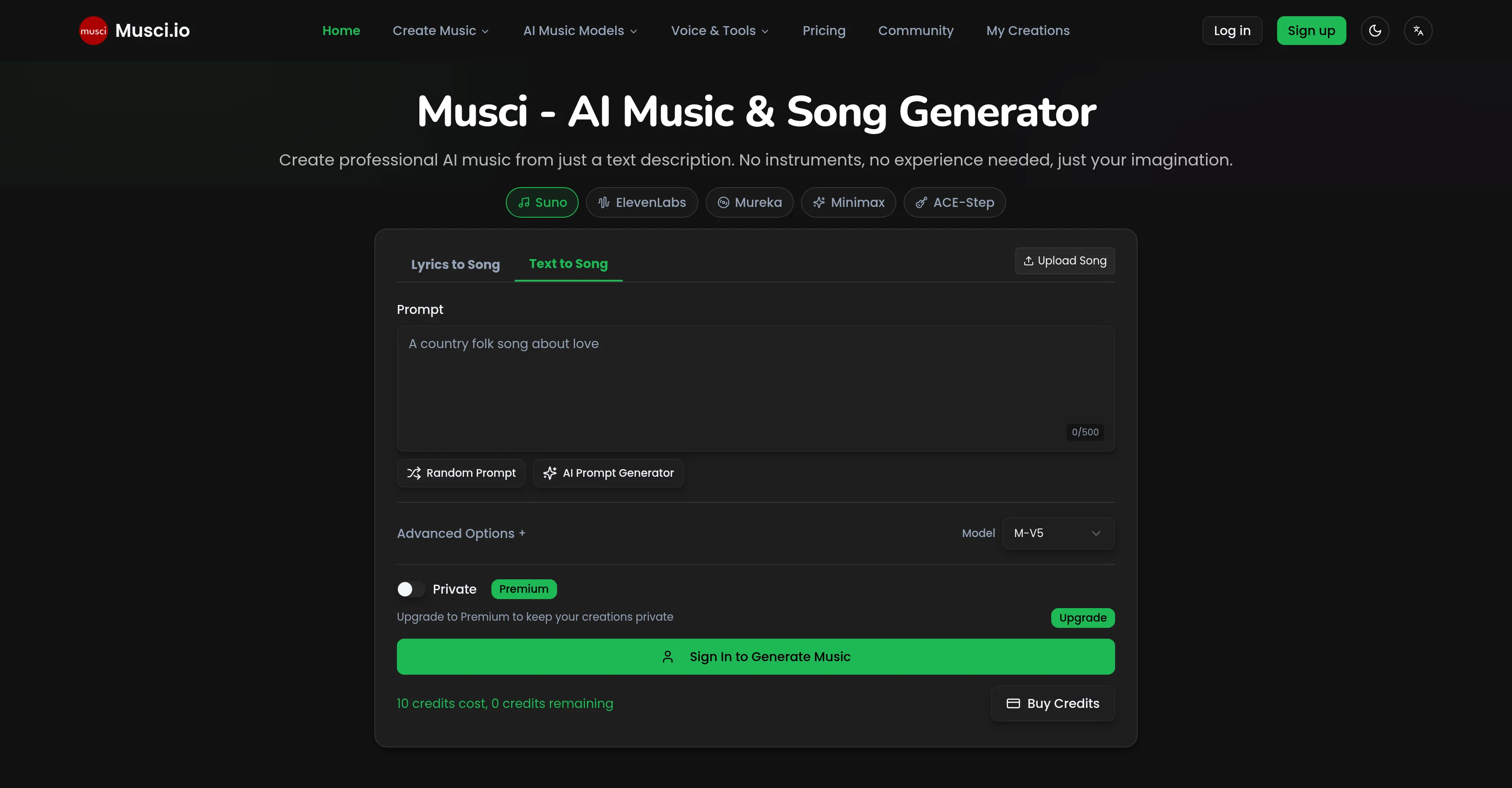 Musci.io screenshot