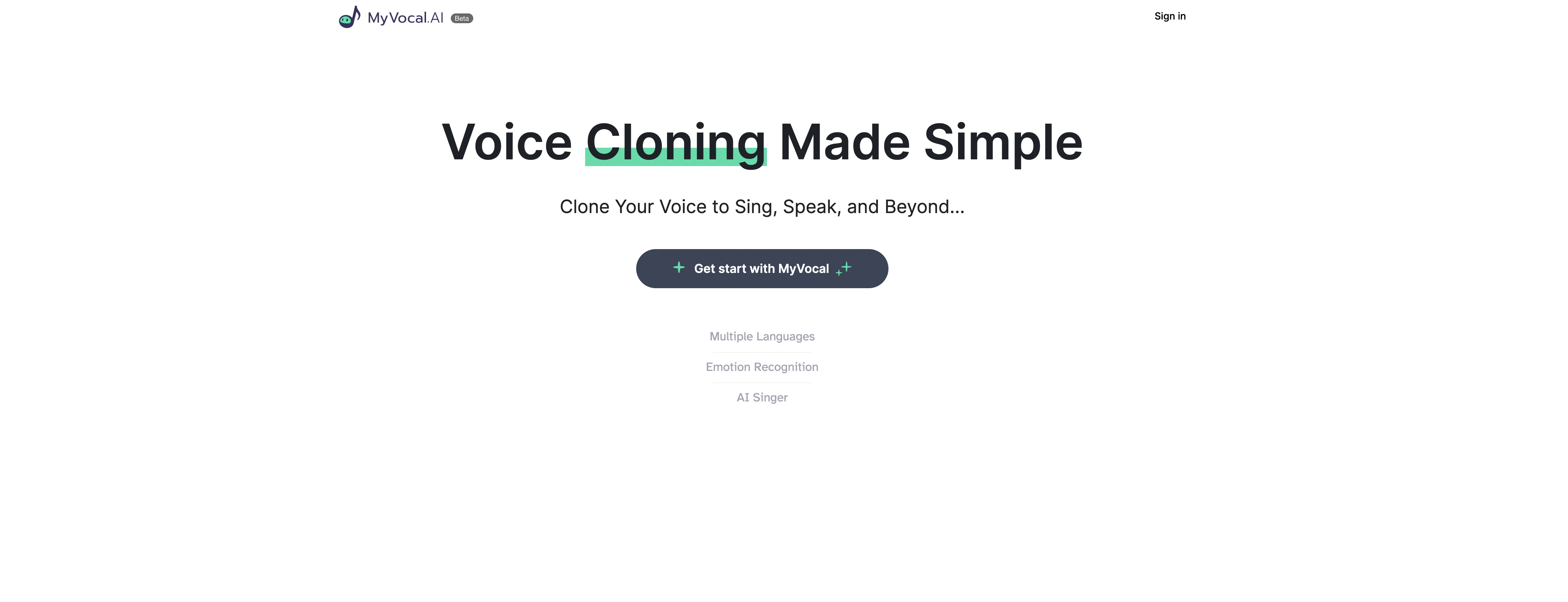 Myvocal screenshot
