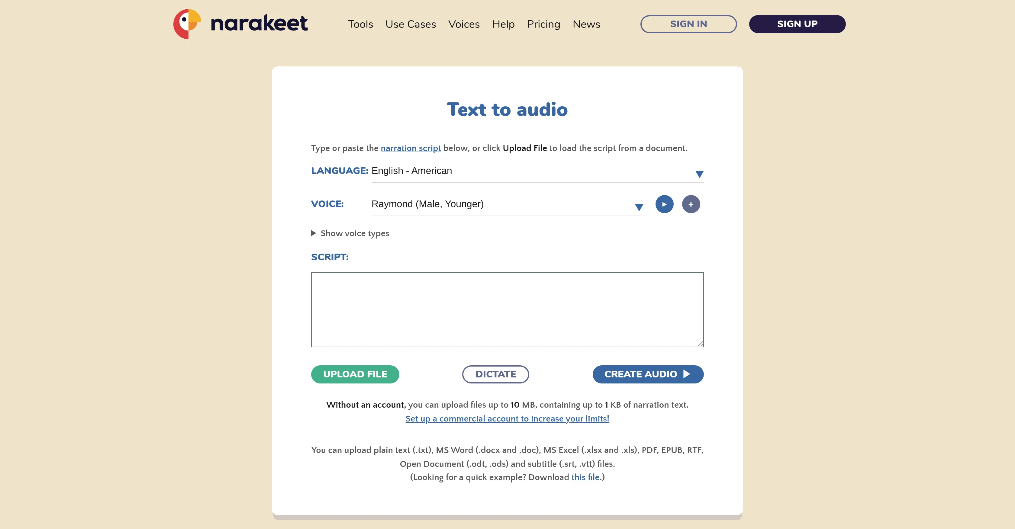 Narakeet screenshot