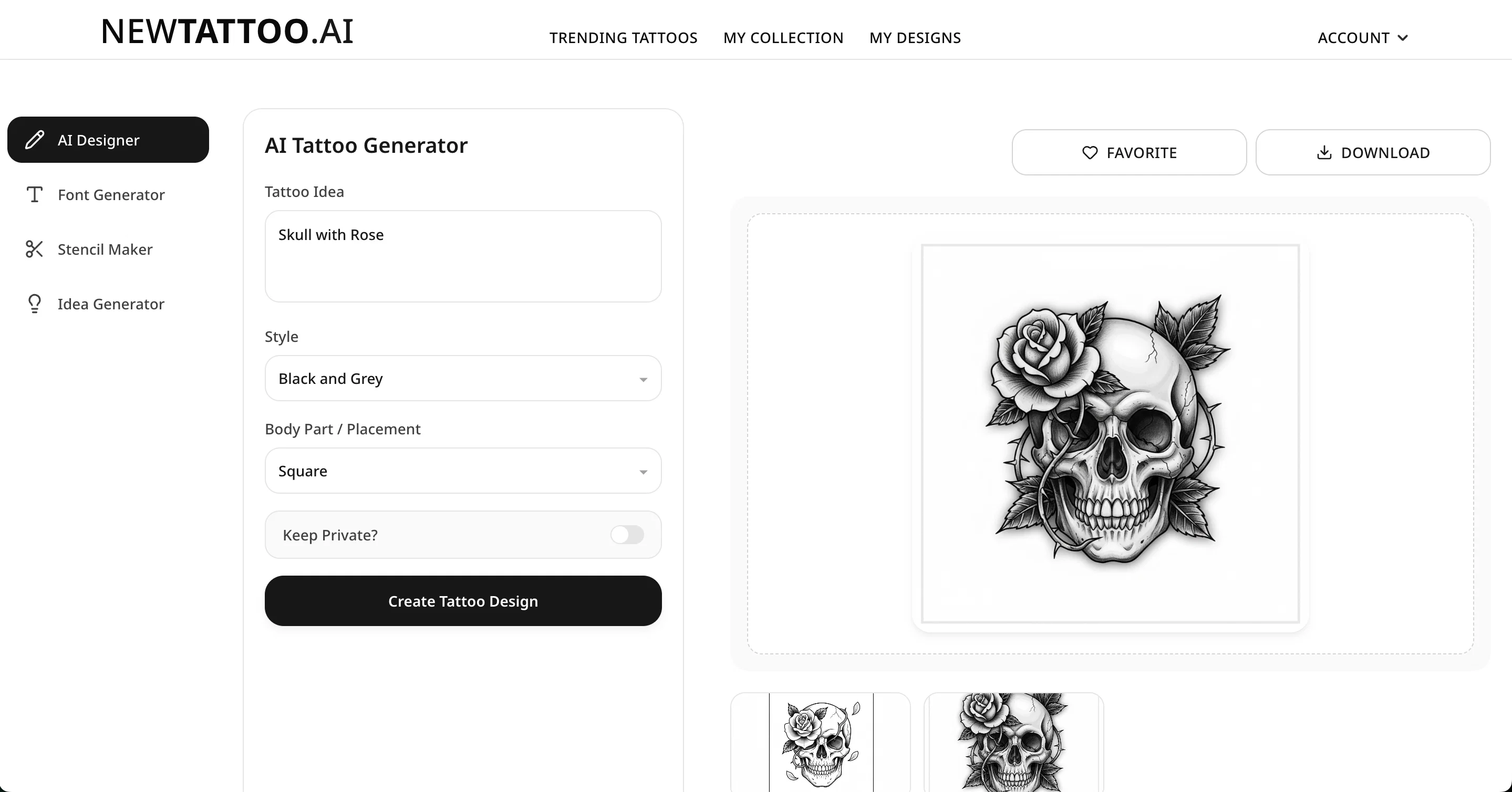 NewTattoo.ai screenshot