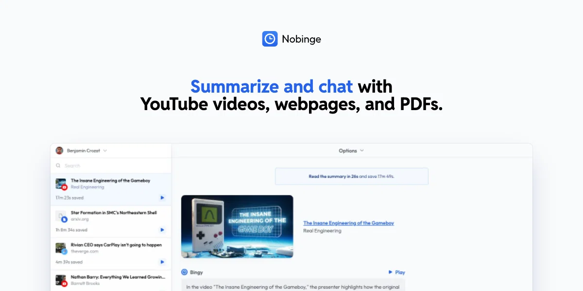 Nobinge screenshot