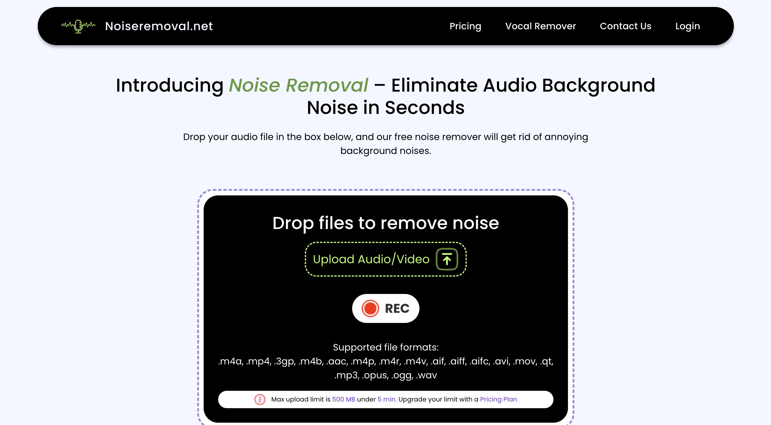 Noiseremoval.net screenshot