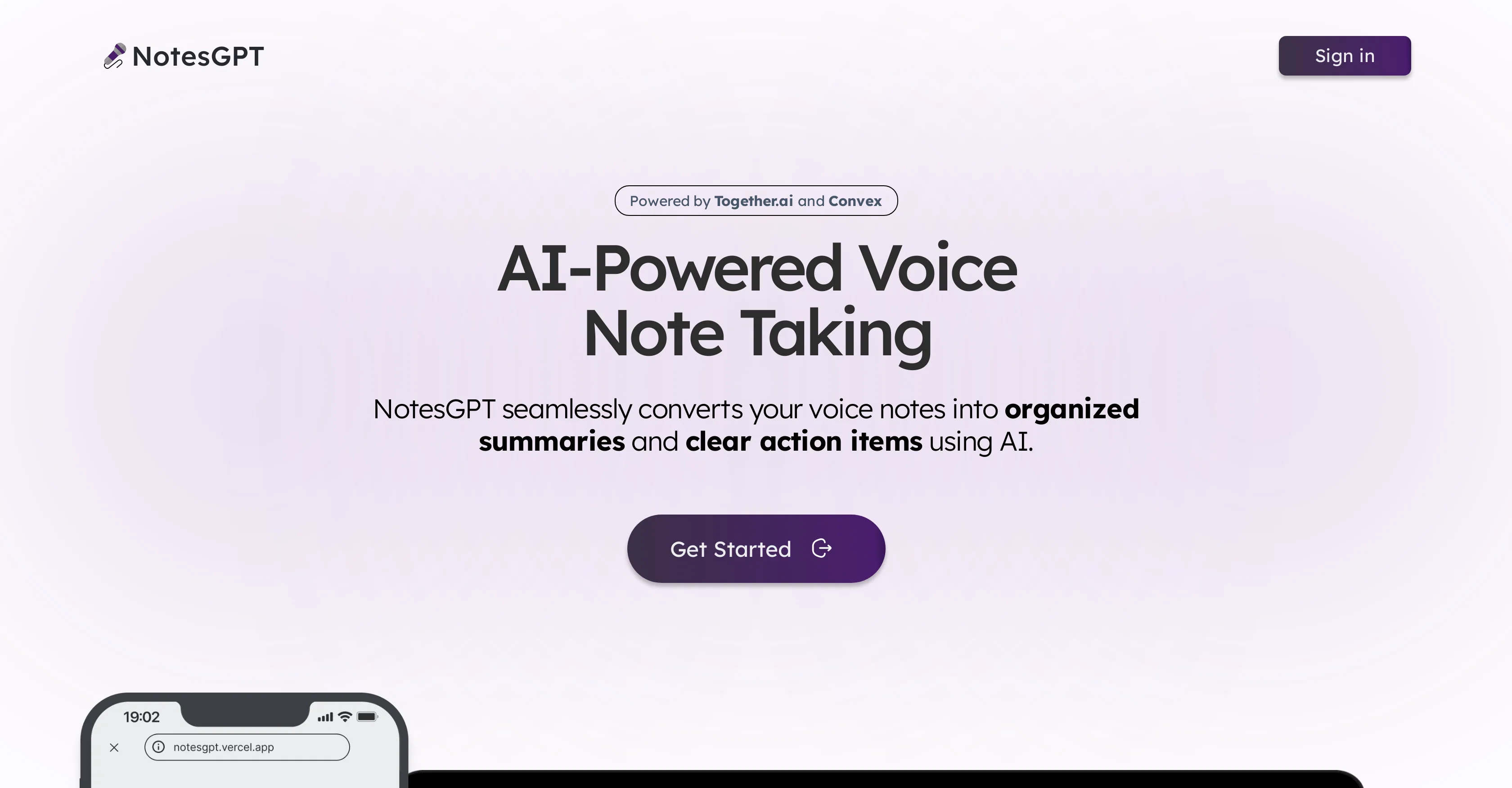 notesGPT screenshot