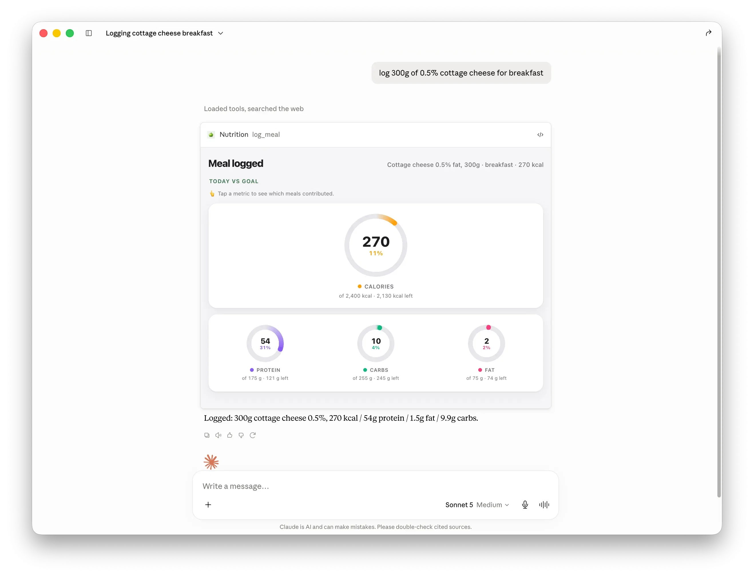 Nutrition MCP screenshot
