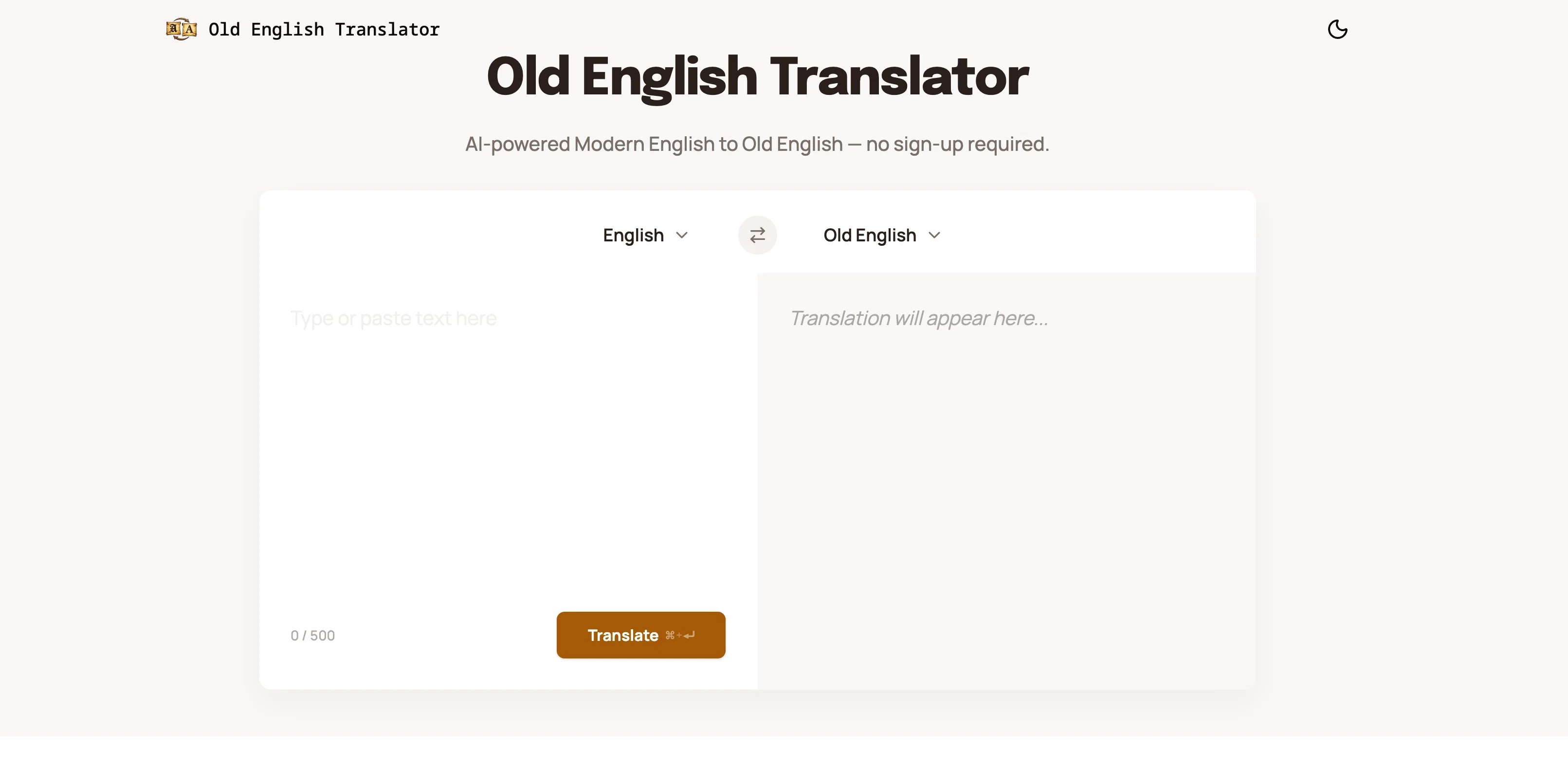Old English Translator.app screenshot