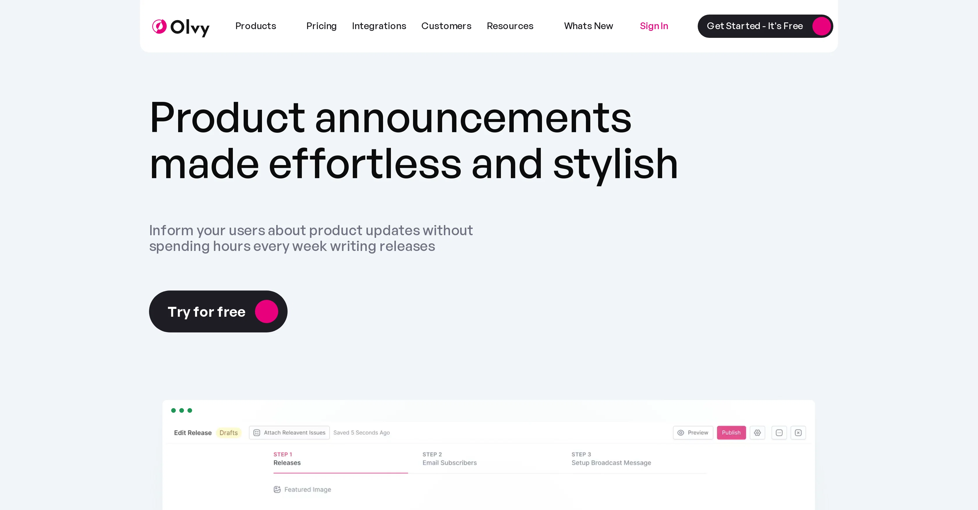 Olvy Changelogs screenshot