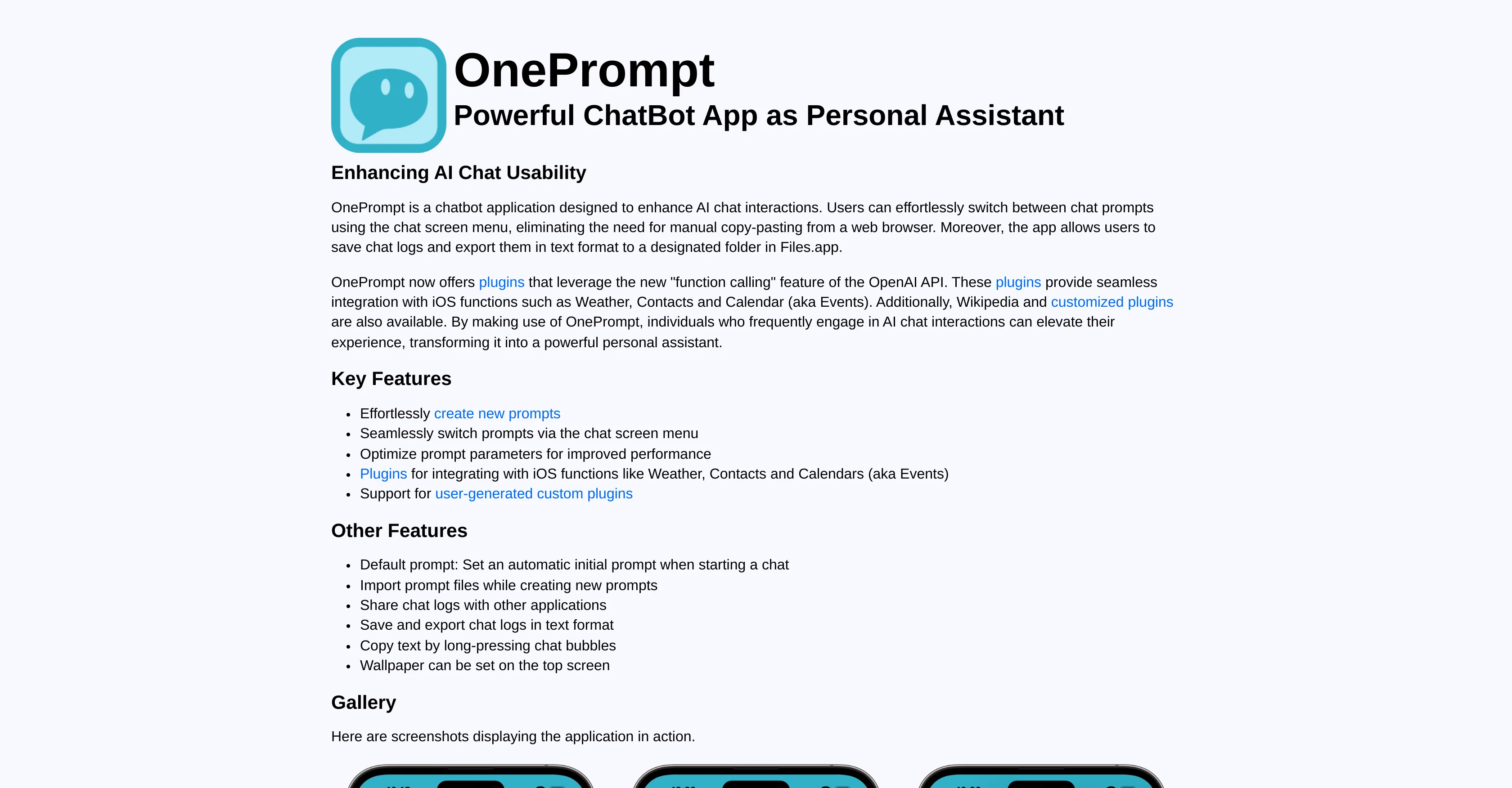 OnePrompt screenshot