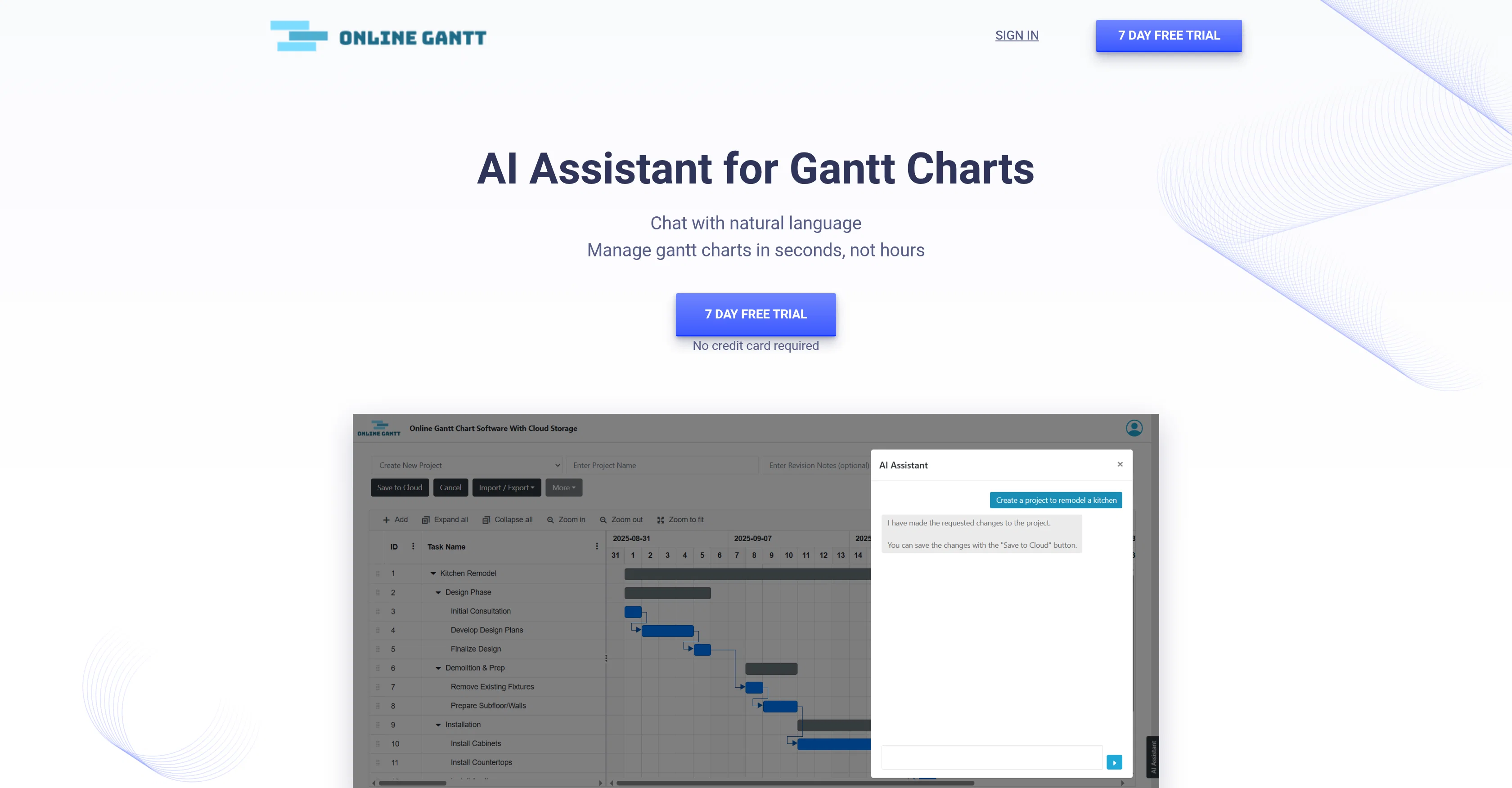 Online Gantt screenshot