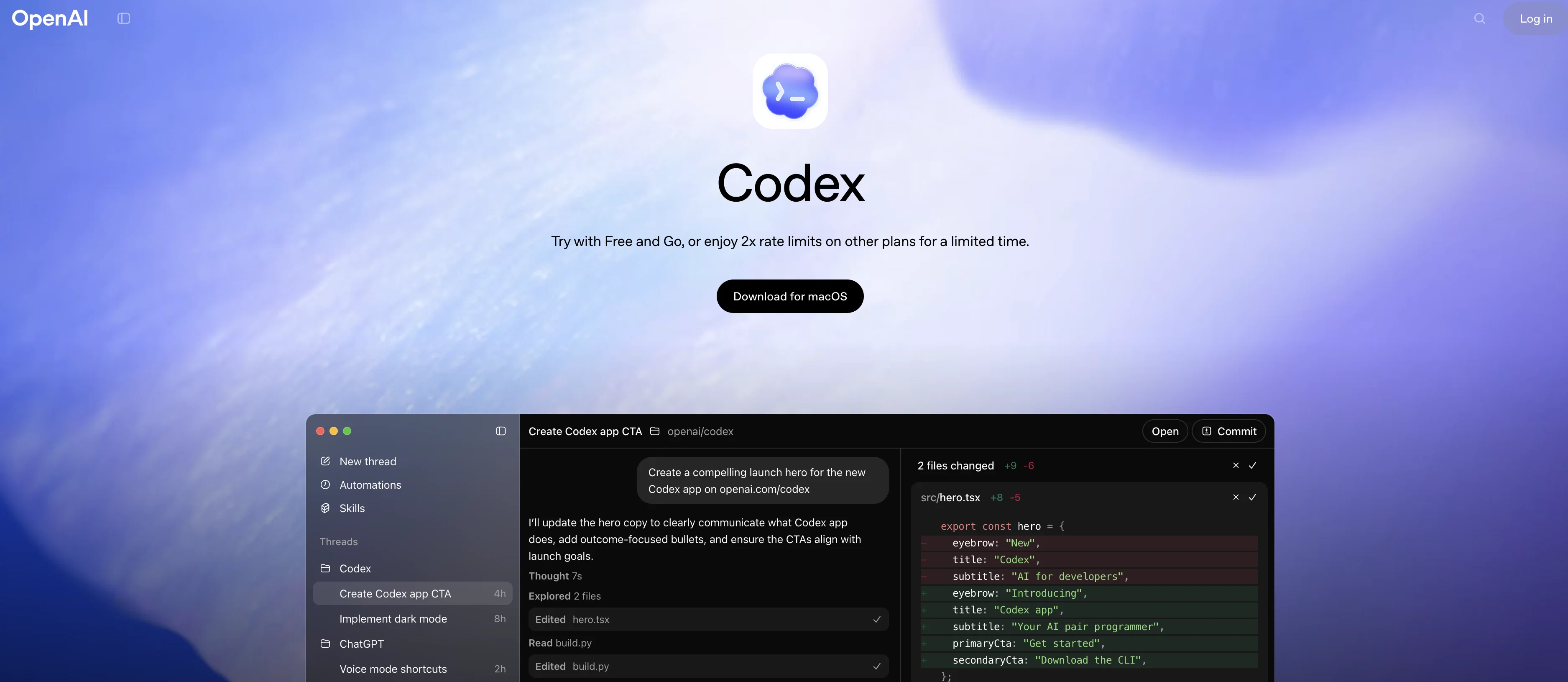 OpenAI Codexv5.3 screenshot