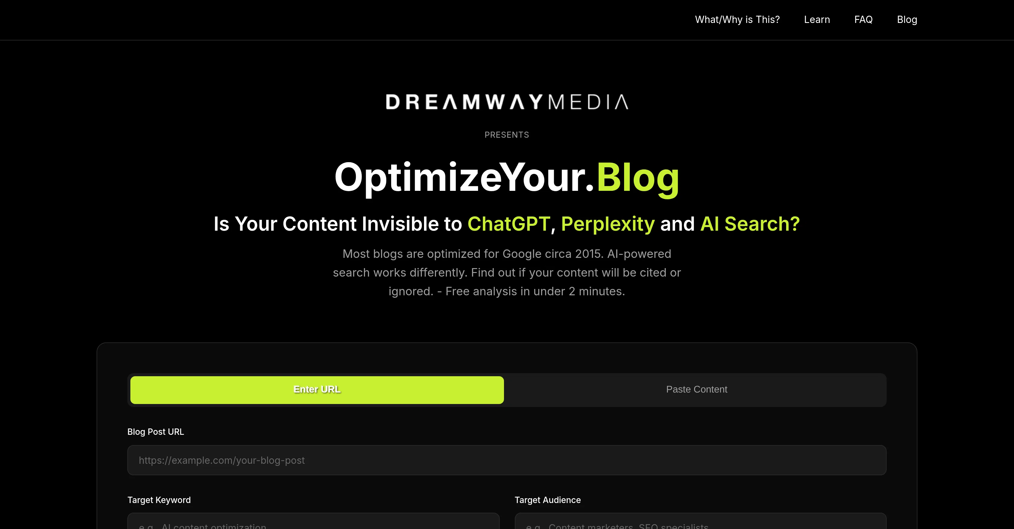 OptimizeYour.Blog Analyzer screenshot