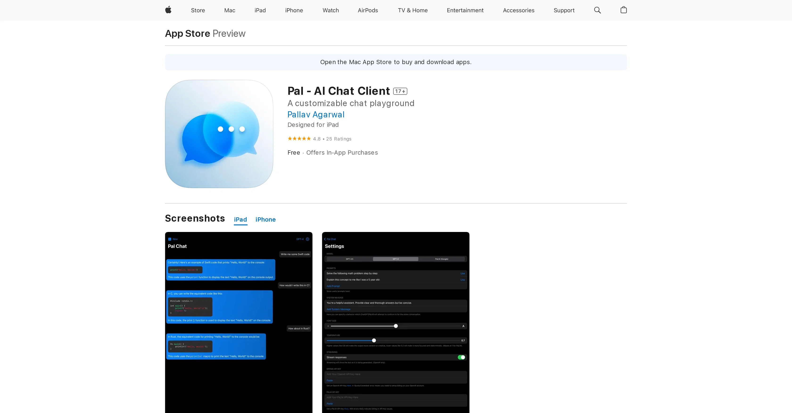 Pal - AI Chat Client screenshot