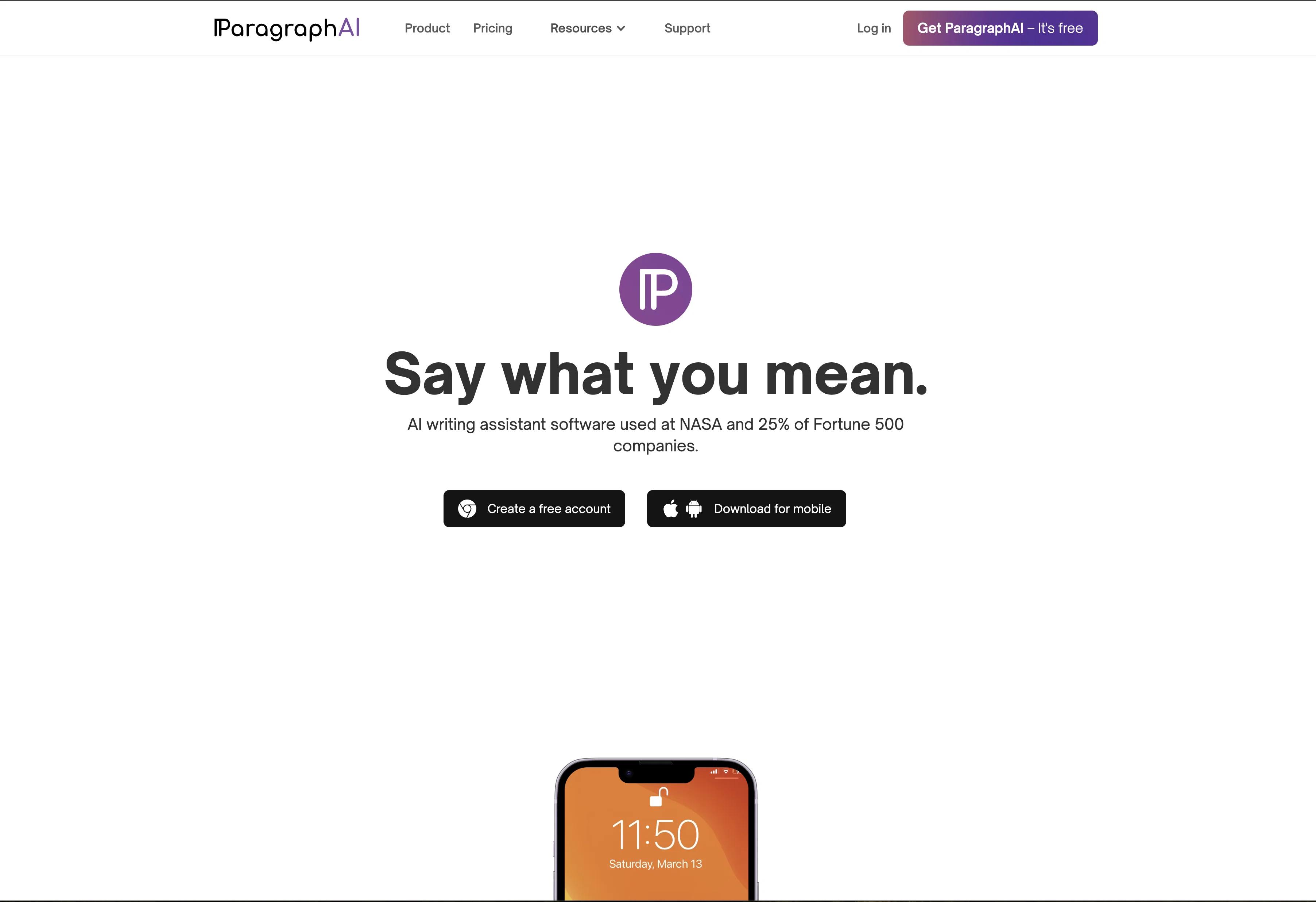 Paragraph AI screenshot