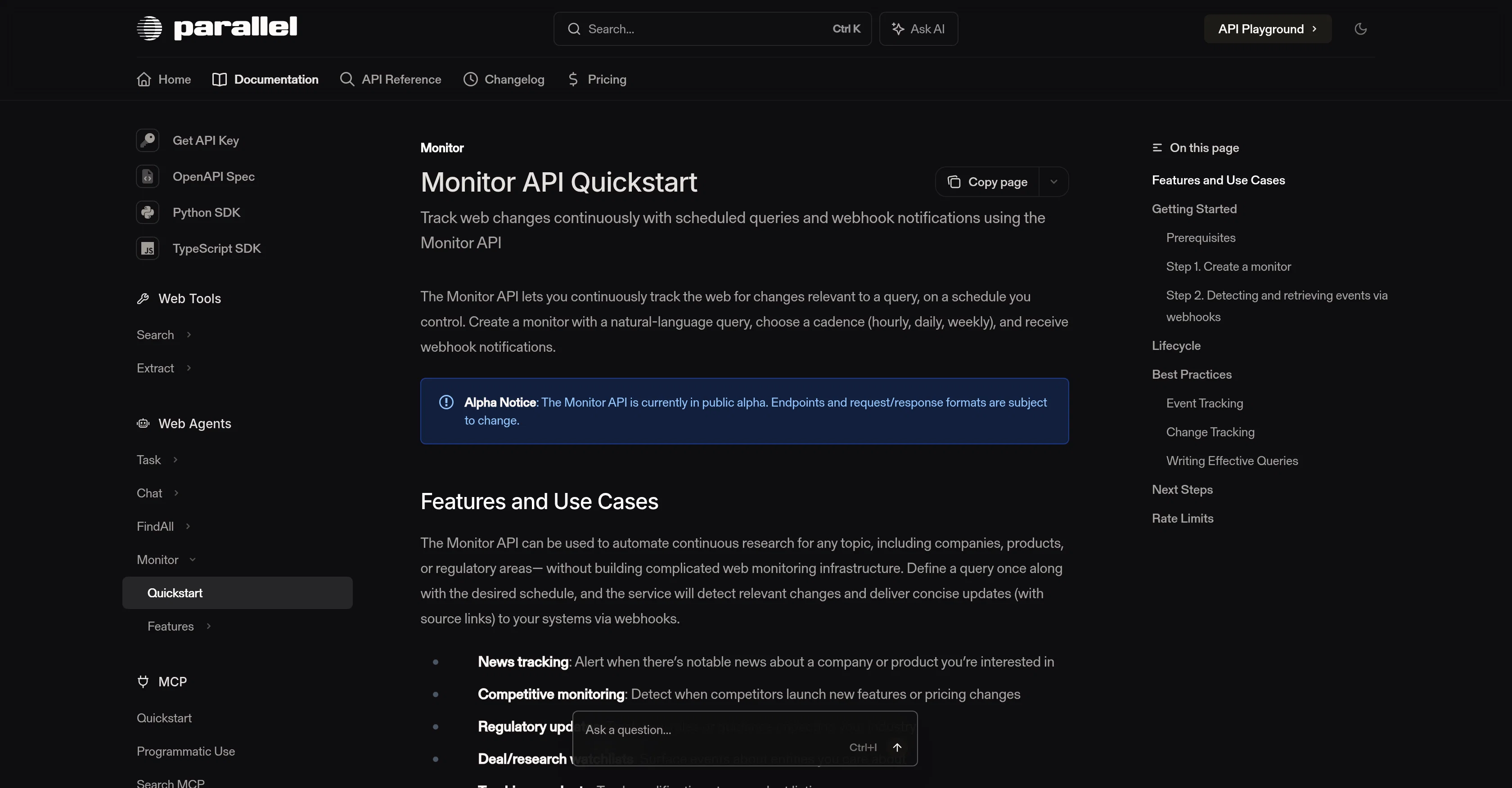 Parallel Monitor API screenshot