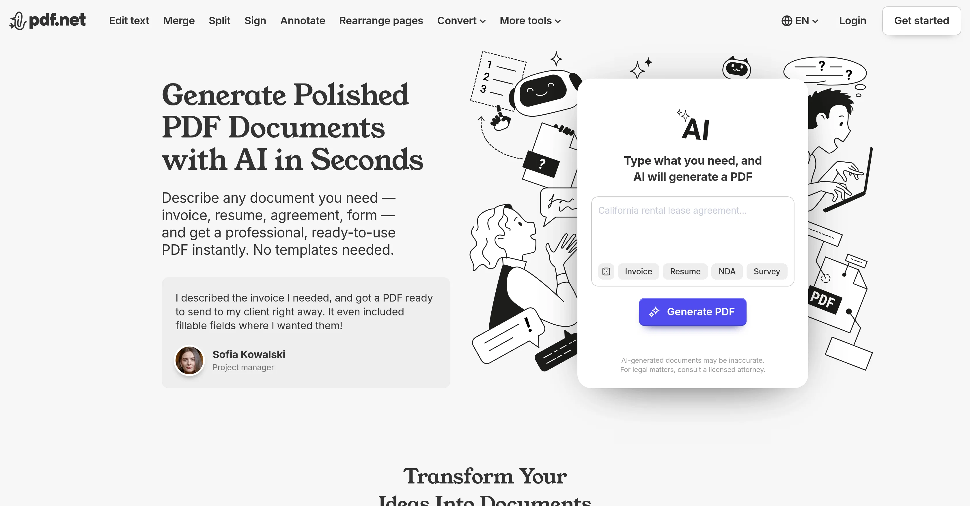 PDF Generator by pdf.net screenshot