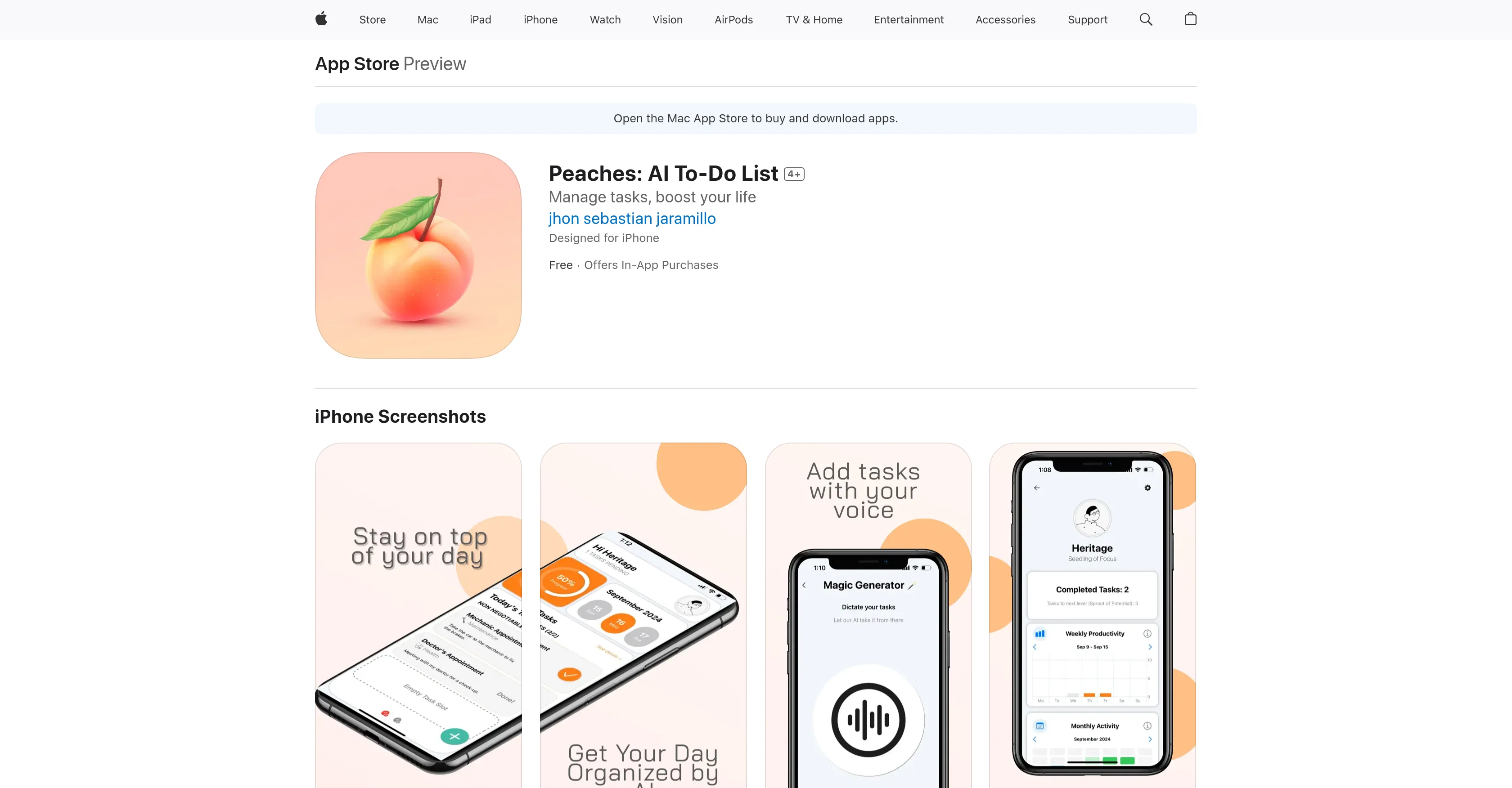 Peaches: AI To-Do List screenshot