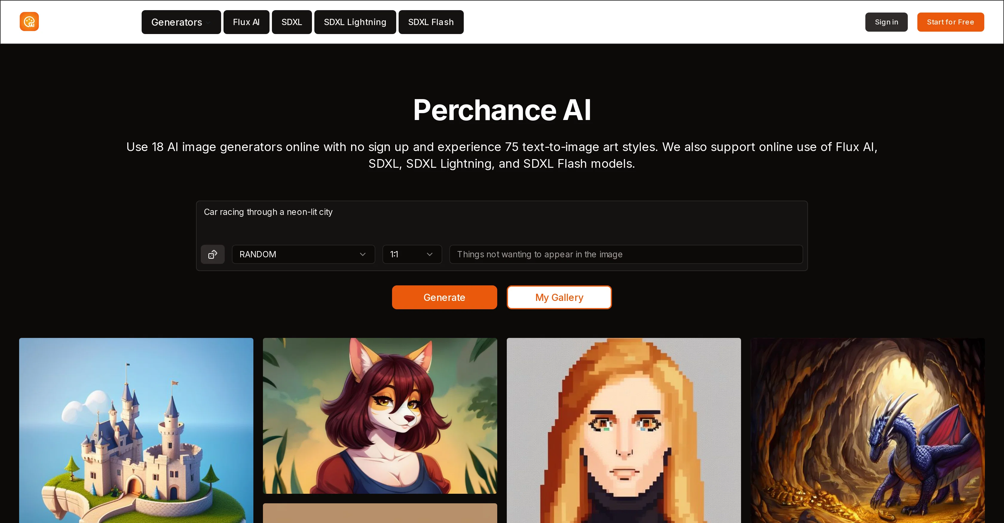 Perchance AI screenshot