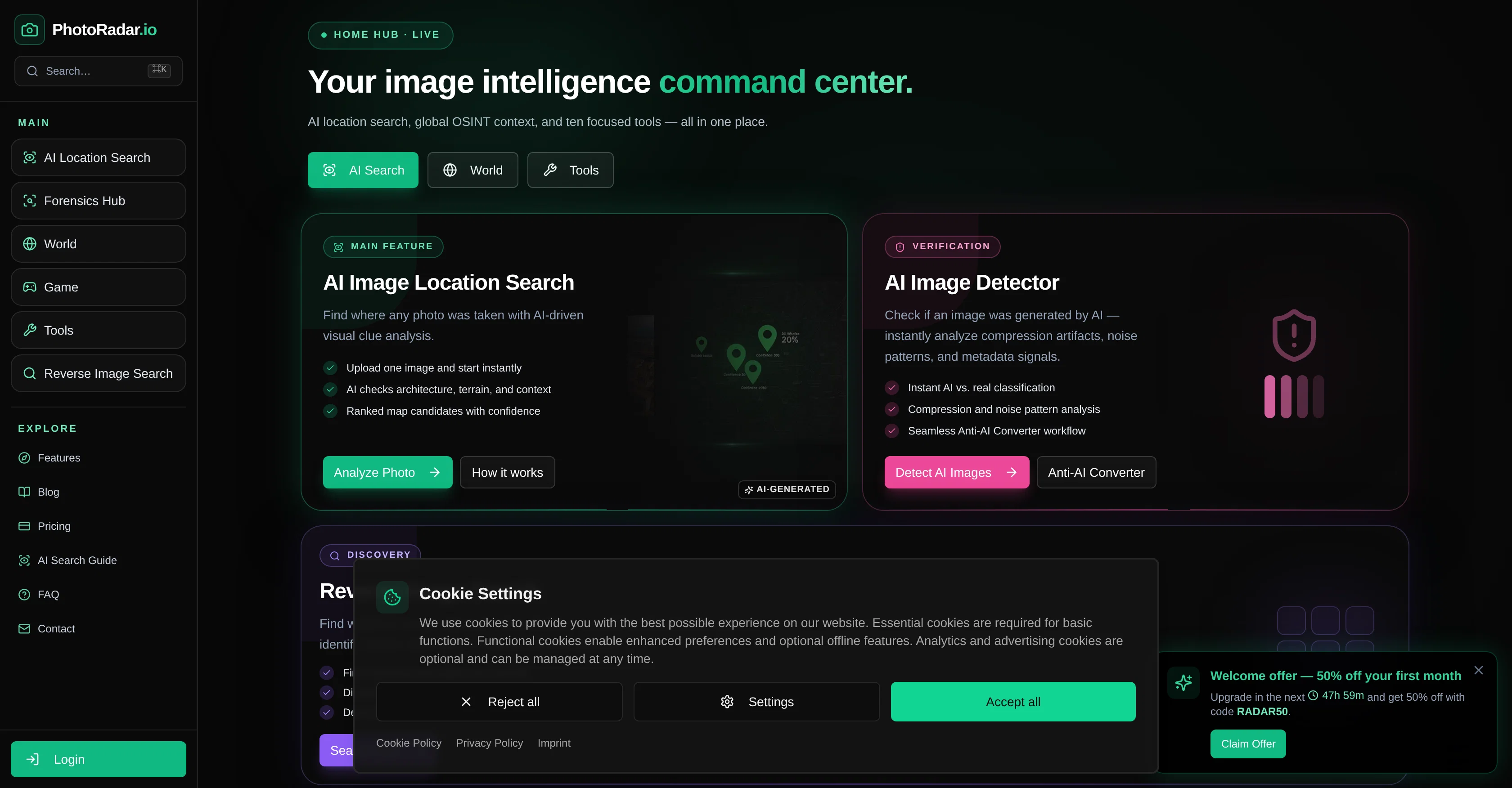 PhotoRadar.io screenshot