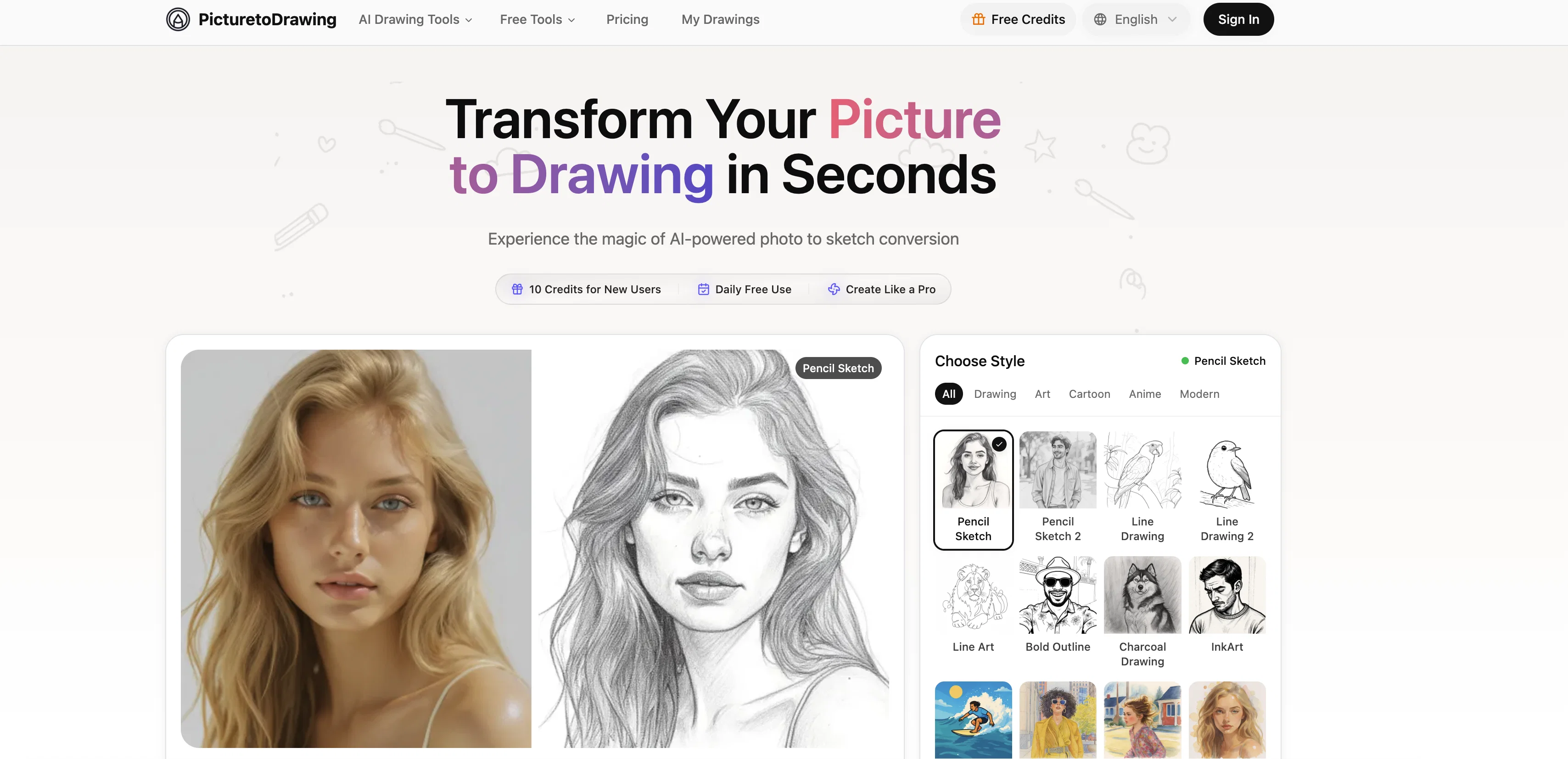 Picture to Drawing AI screenshot