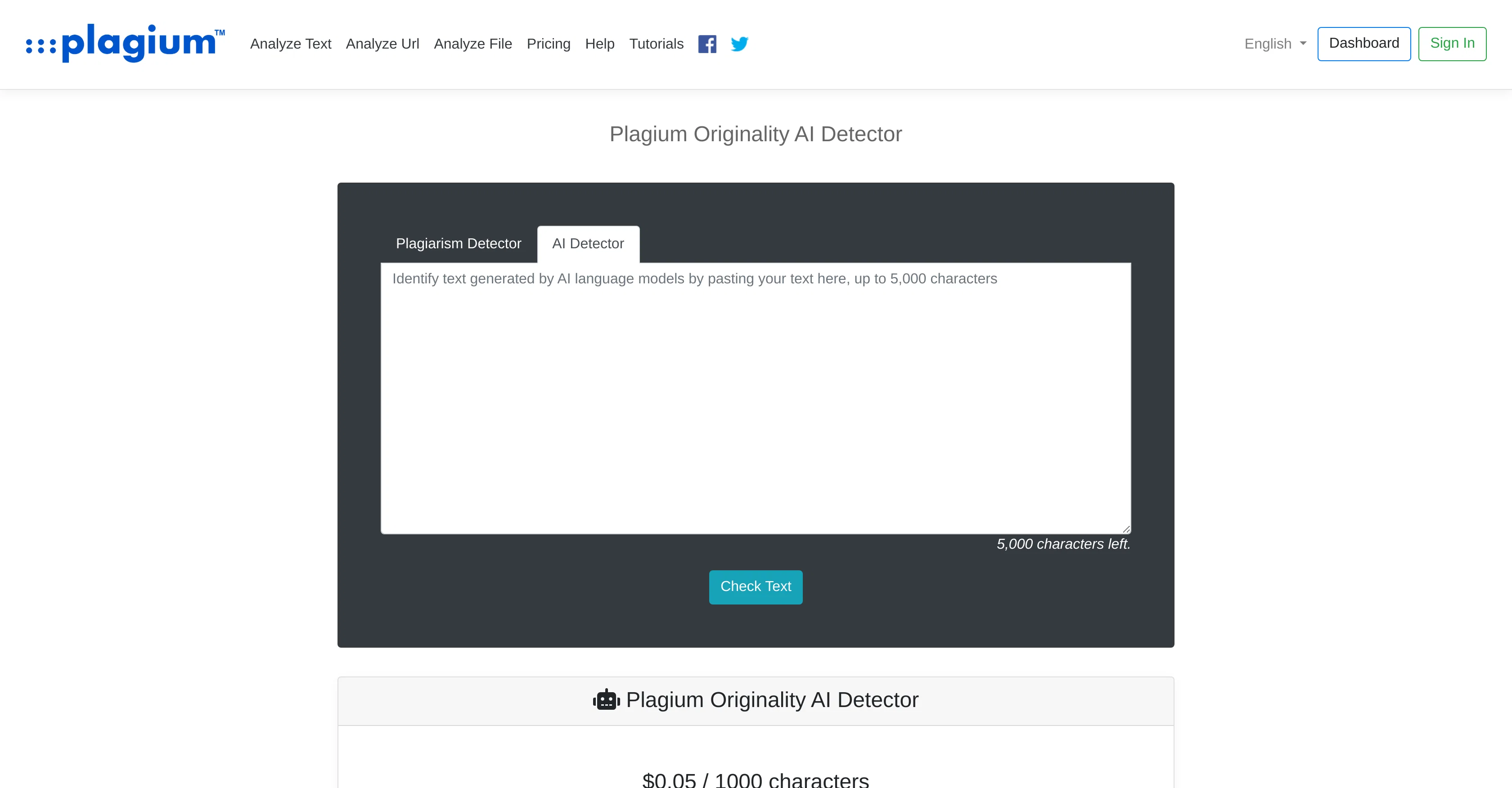Plagium AI Detector screenshot