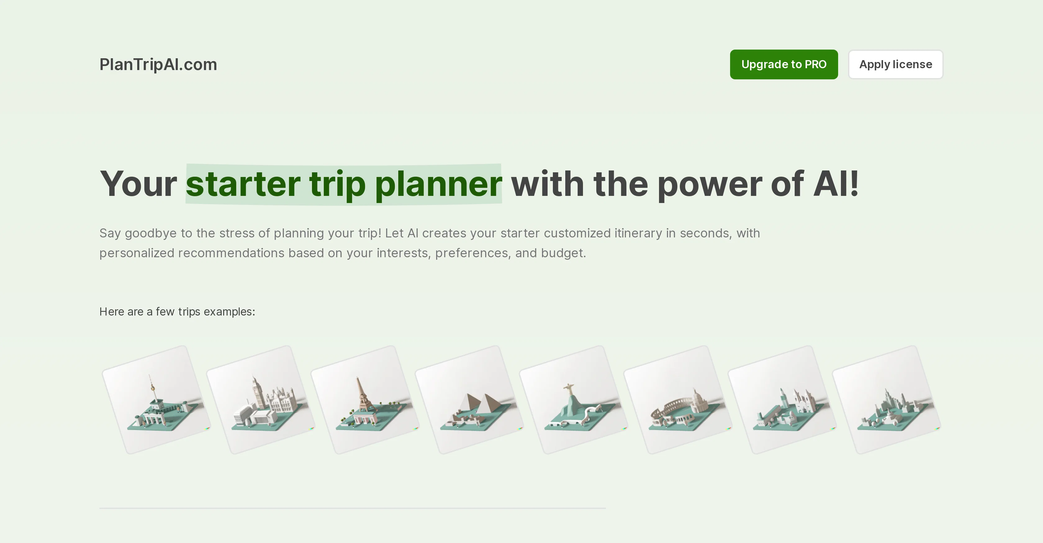 PlanTripAI screenshot
