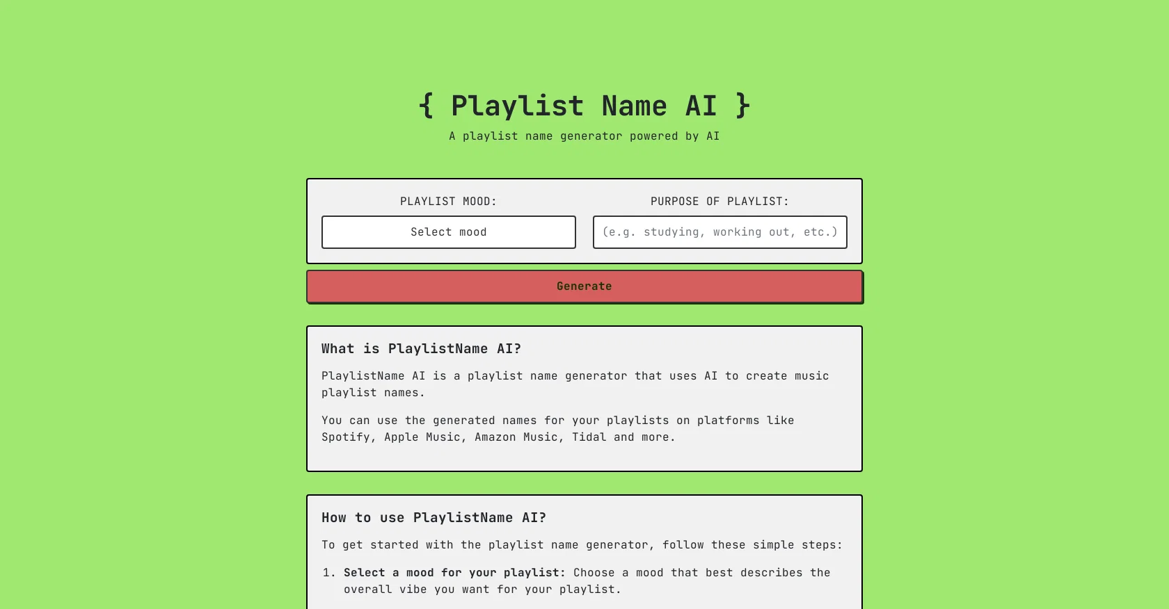 Playlistnameai screenshot