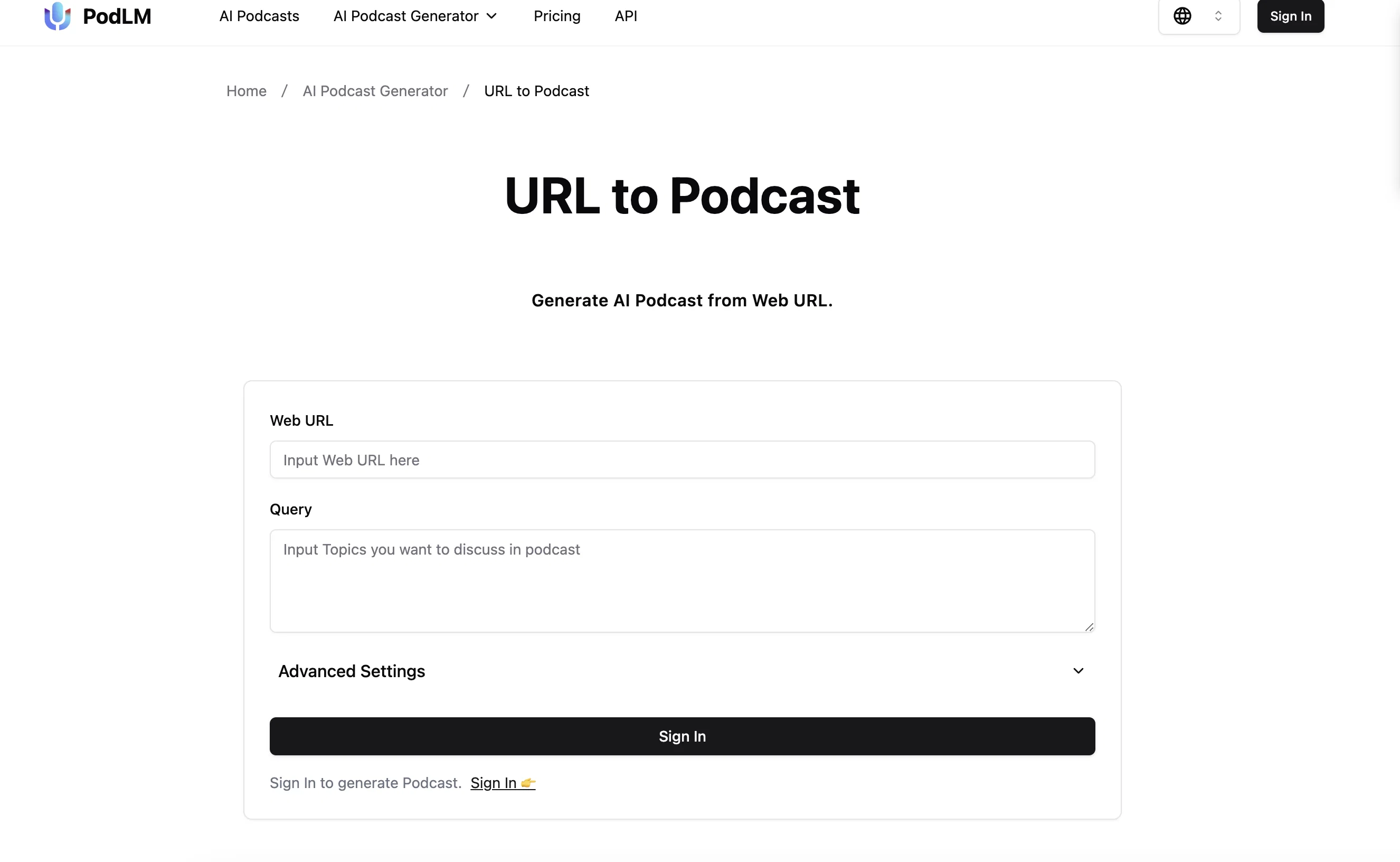 PodLM screenshot