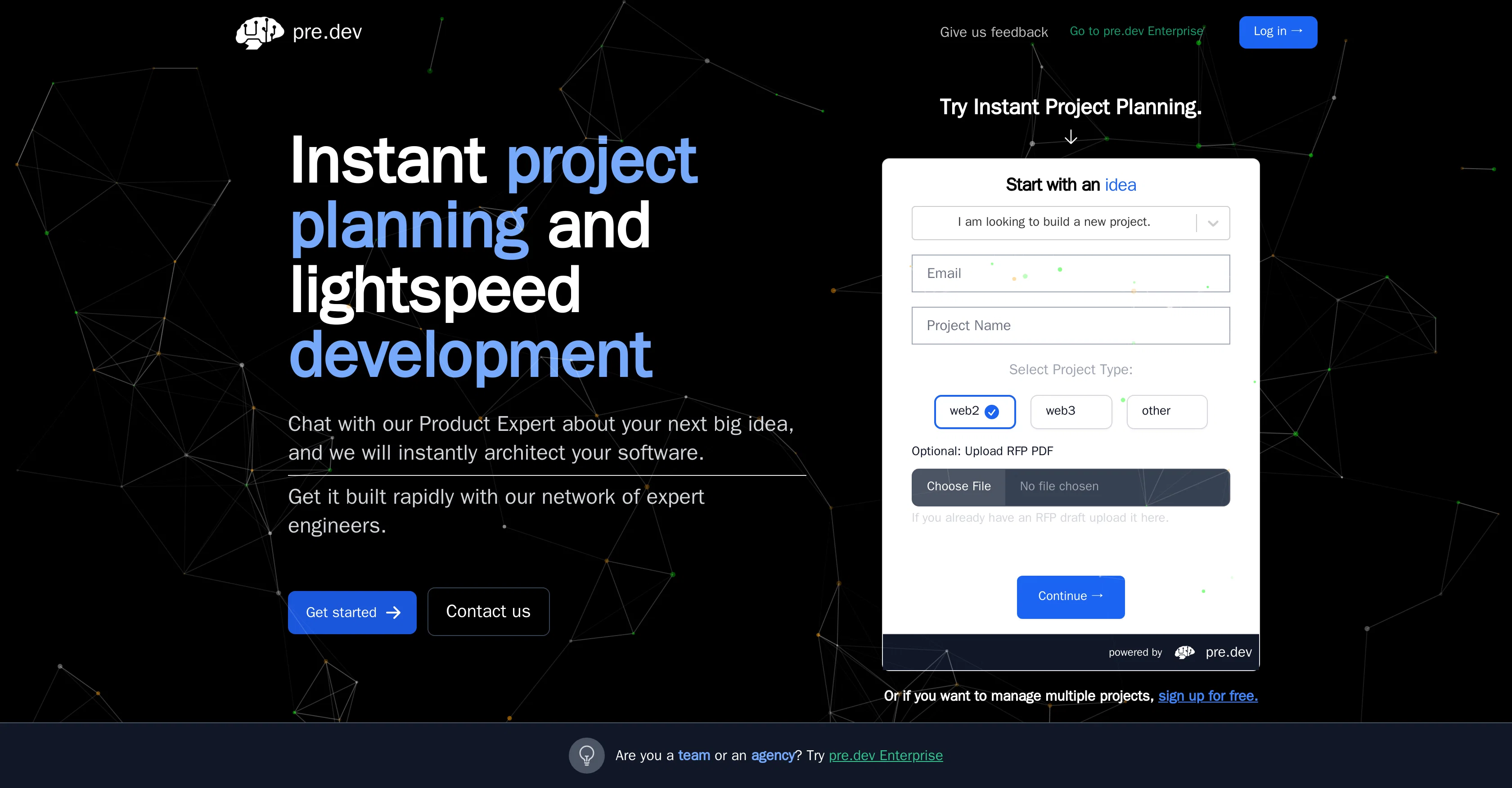 Pre.dev screenshot