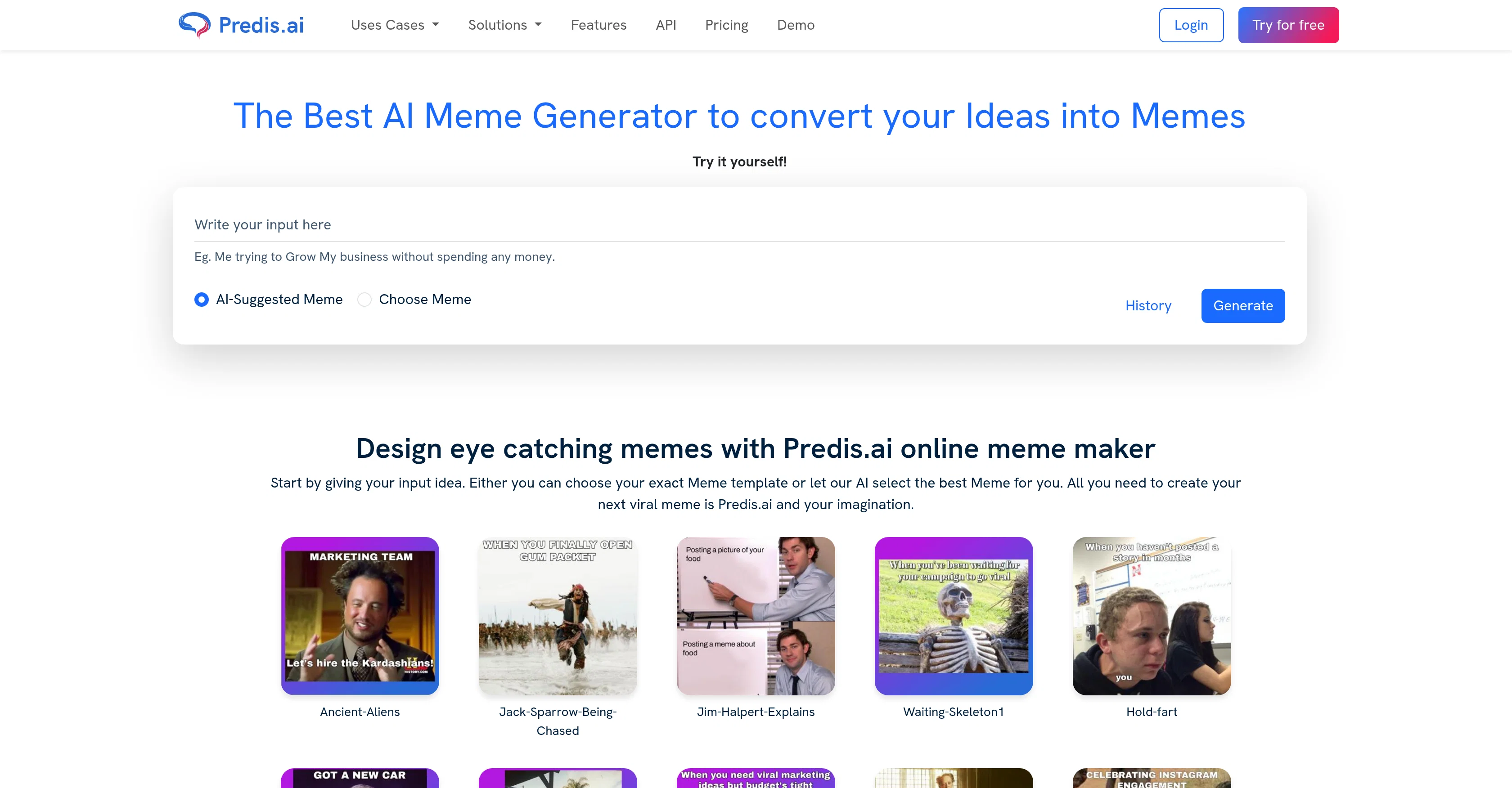 Predis.ai Meme Generator screenshot